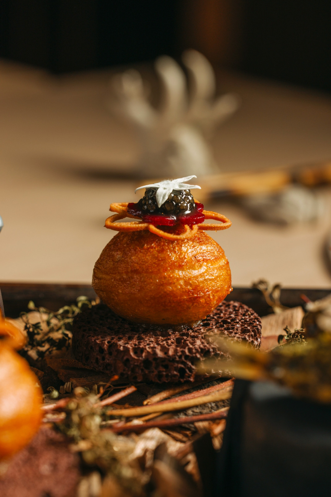 A golden bao with caviar by Liyab