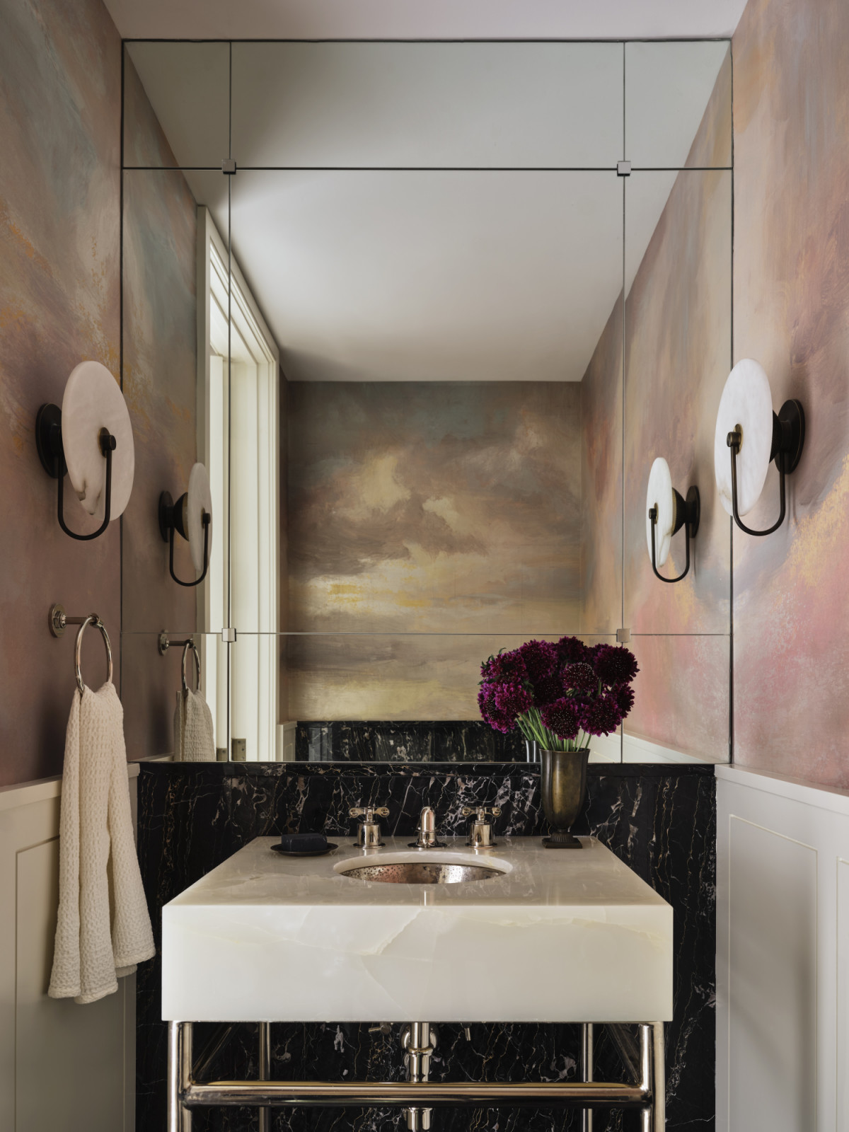 The powder room in a New York apartment, designed by Lucy Harris