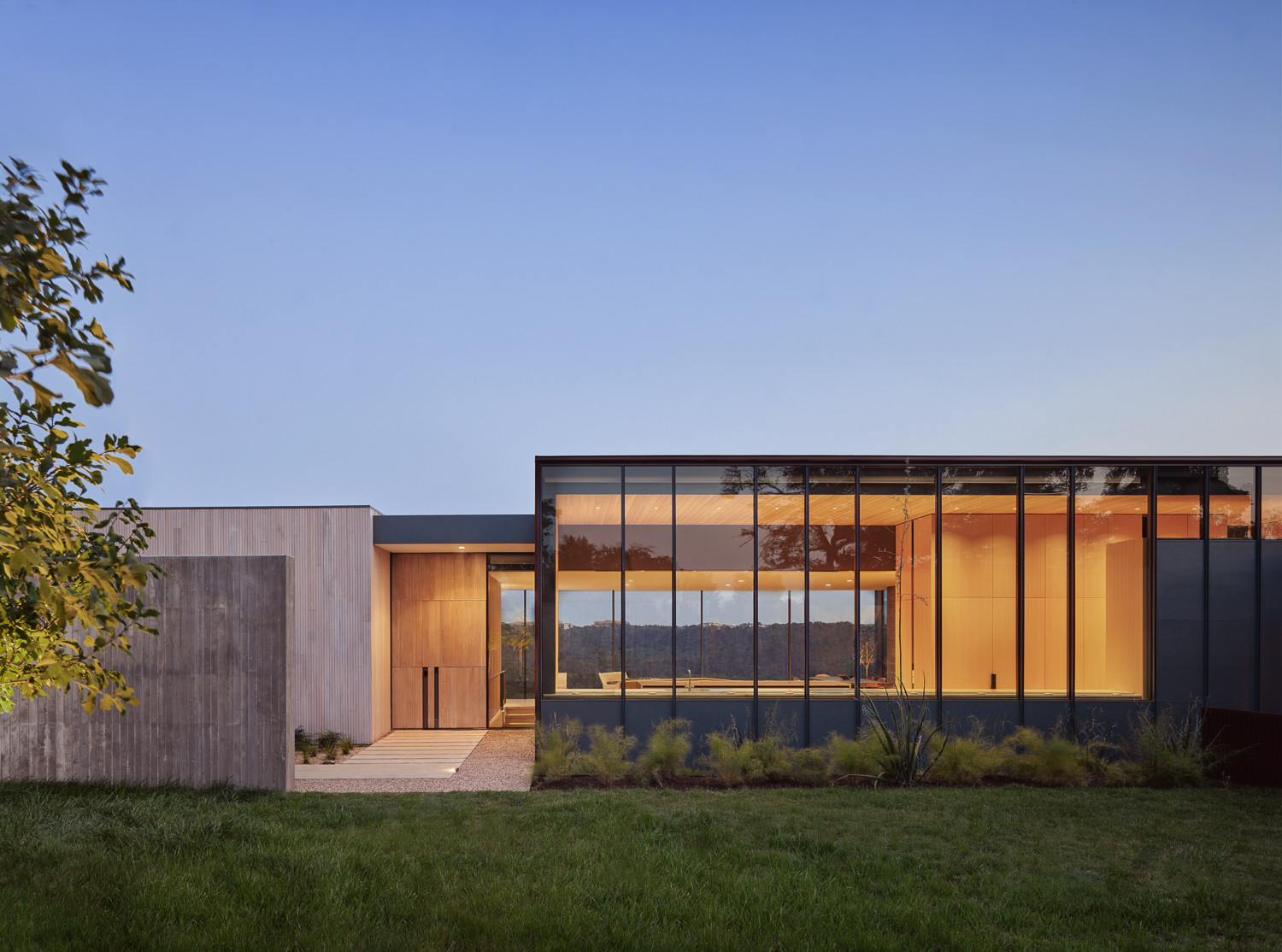 The exterior architectural details of an Austin, Texas home designed by Alterstudio Architects