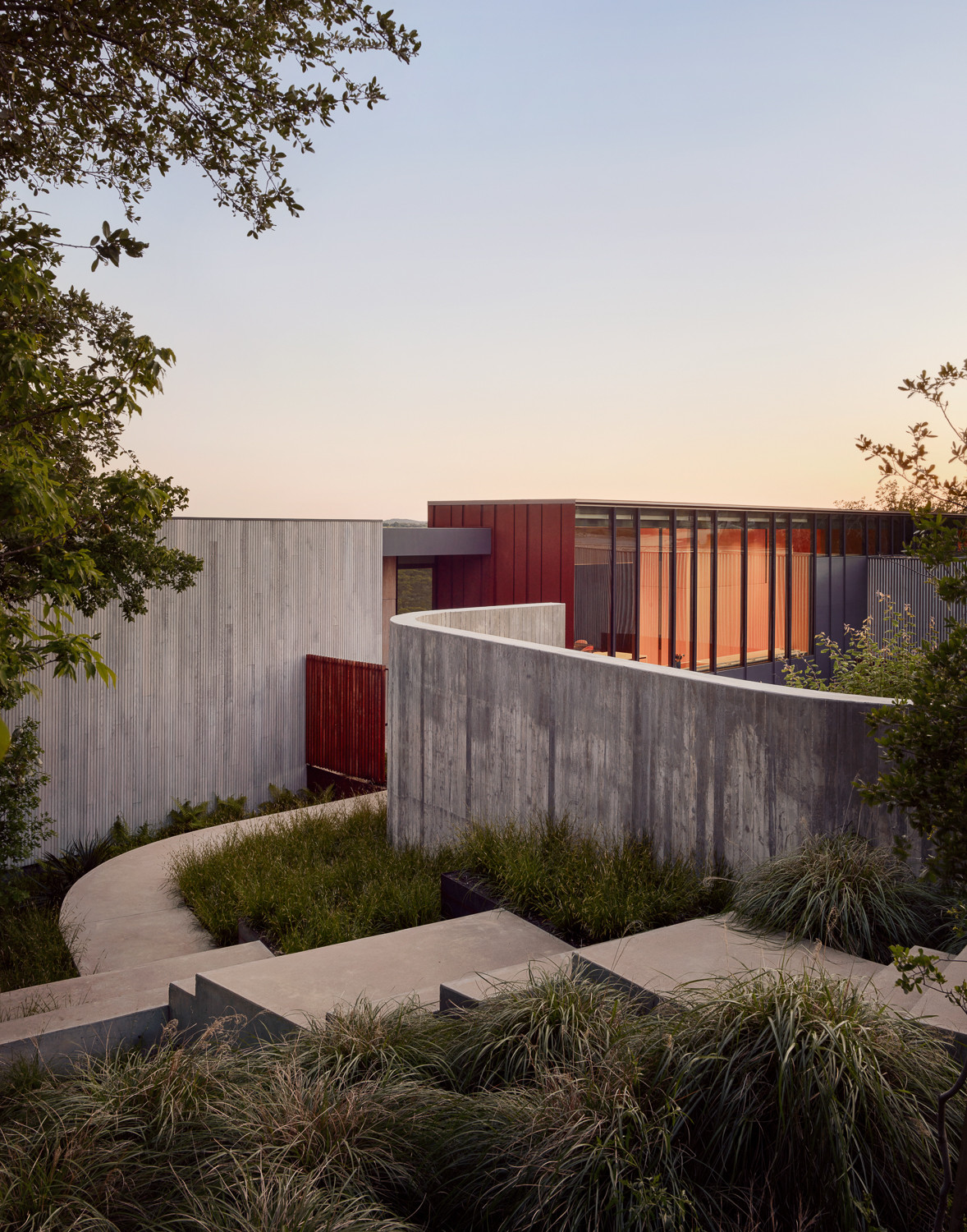 The exterior architectural details of an Austin, Texas home designed by Alterstudio Architects