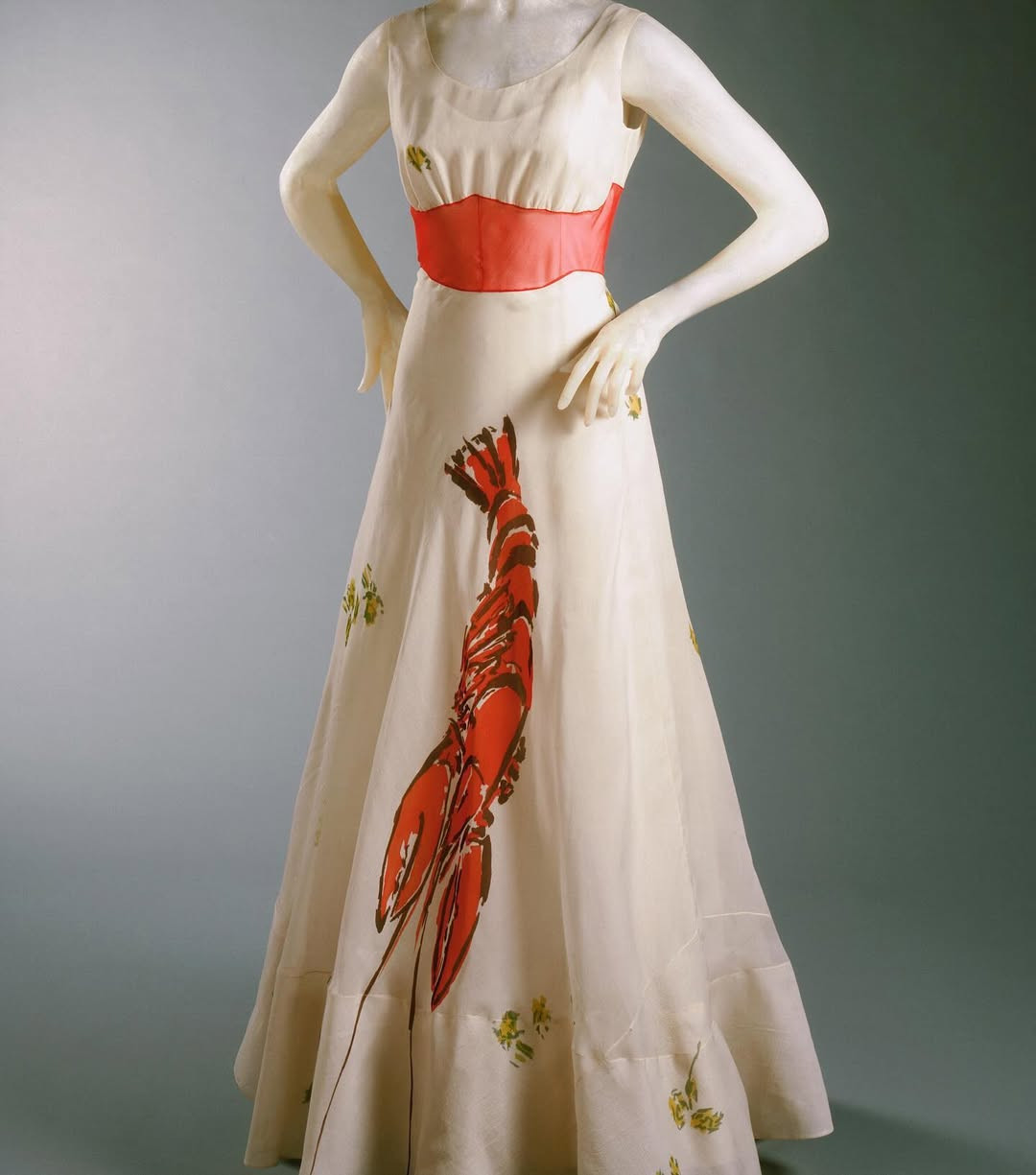 The motif was used for cotton beachwear and a silk organdy evening gown in 1937 (Photo: schiaparelli/Instagram)
