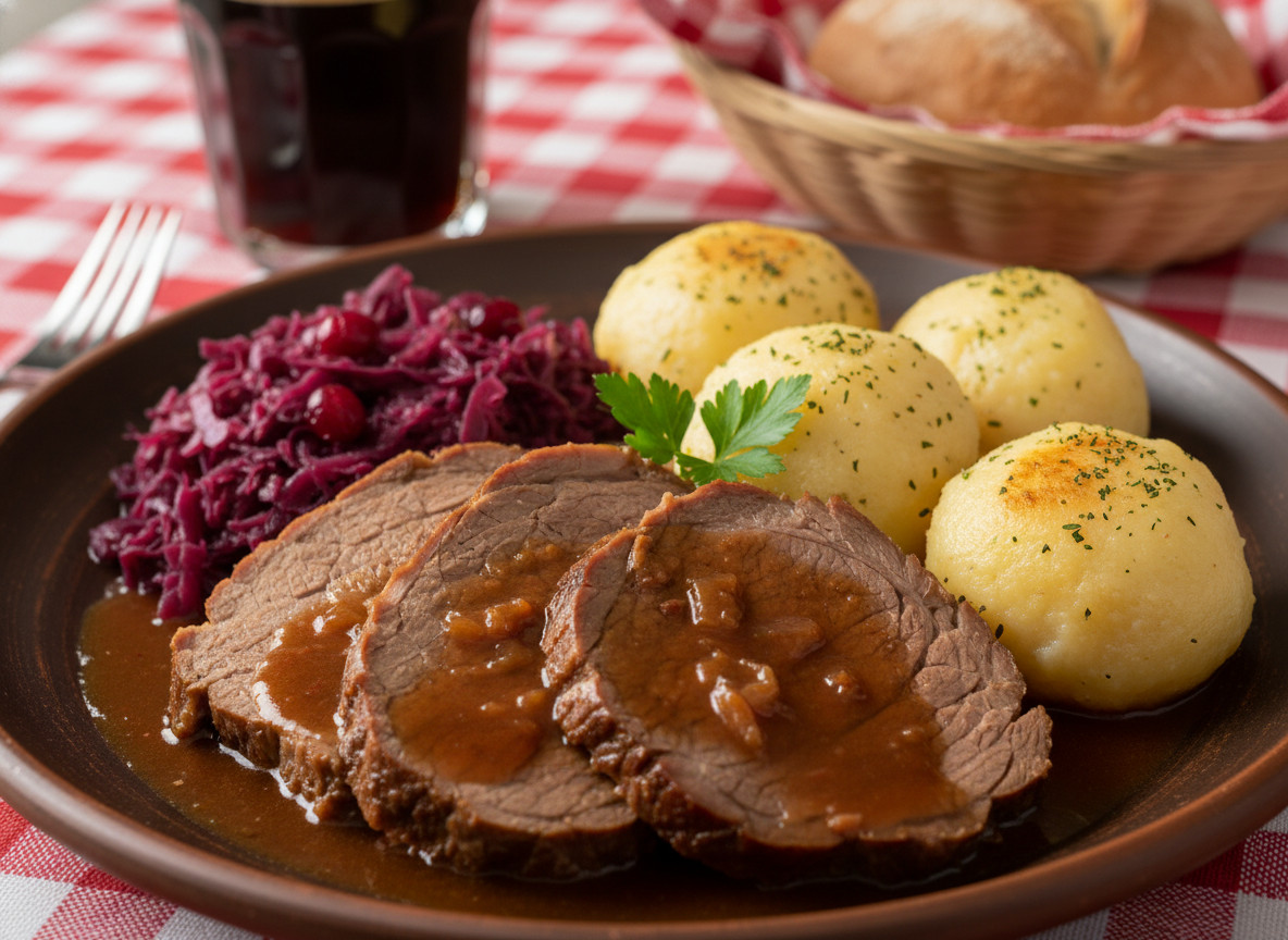 Vinegar tenderises meats, flavors sauerbraten, potato salads and pickled vegetables, offsetting richness and starch (AI-generated)