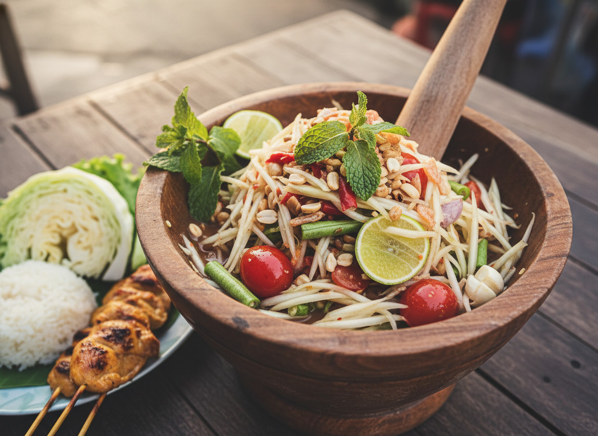 Rice vinegar in sauces, pickles and noodle dishes balances heat, sweetness and umami in Thai cooking (Photo: AI-generated)