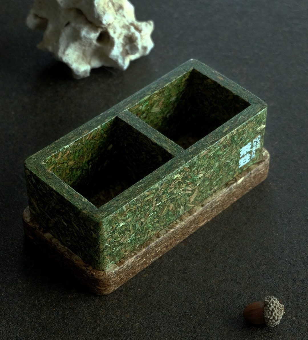 A storage box made from tea and agricultural waste by Macau-founded start-up Zence Object (Photo: Chazence/Facebook)