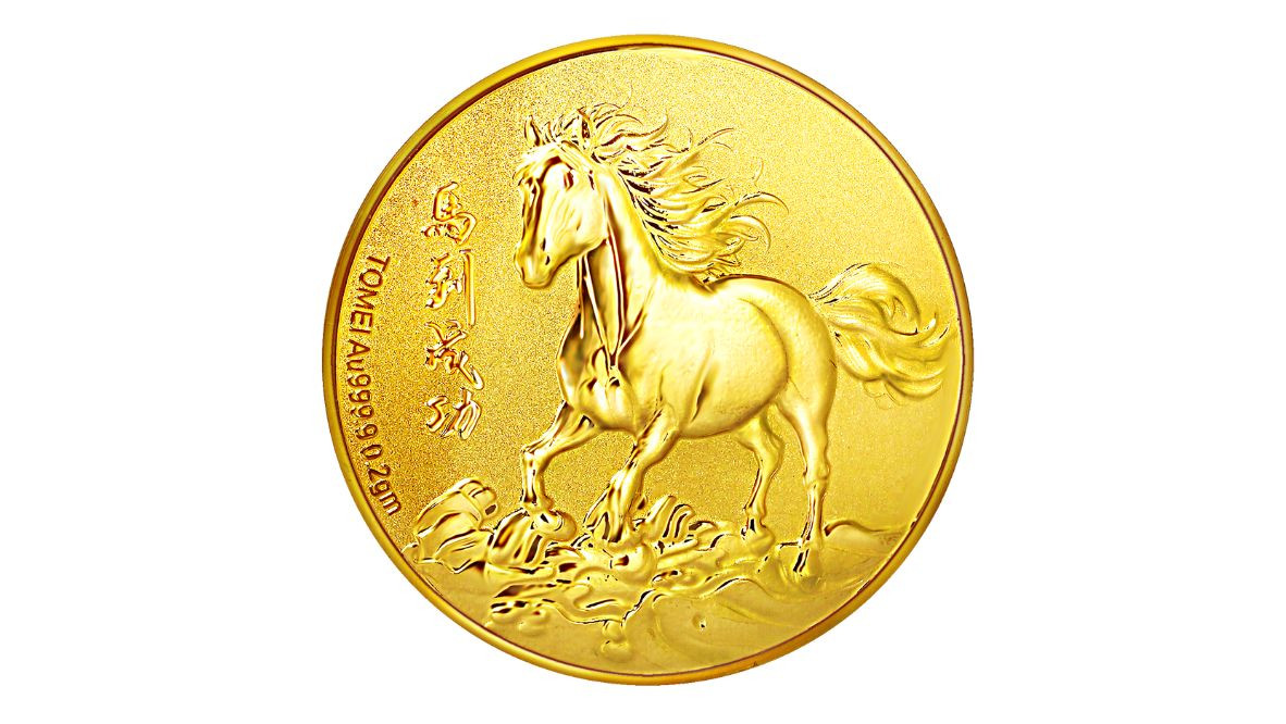 A Tomei gold coin with the horse motif