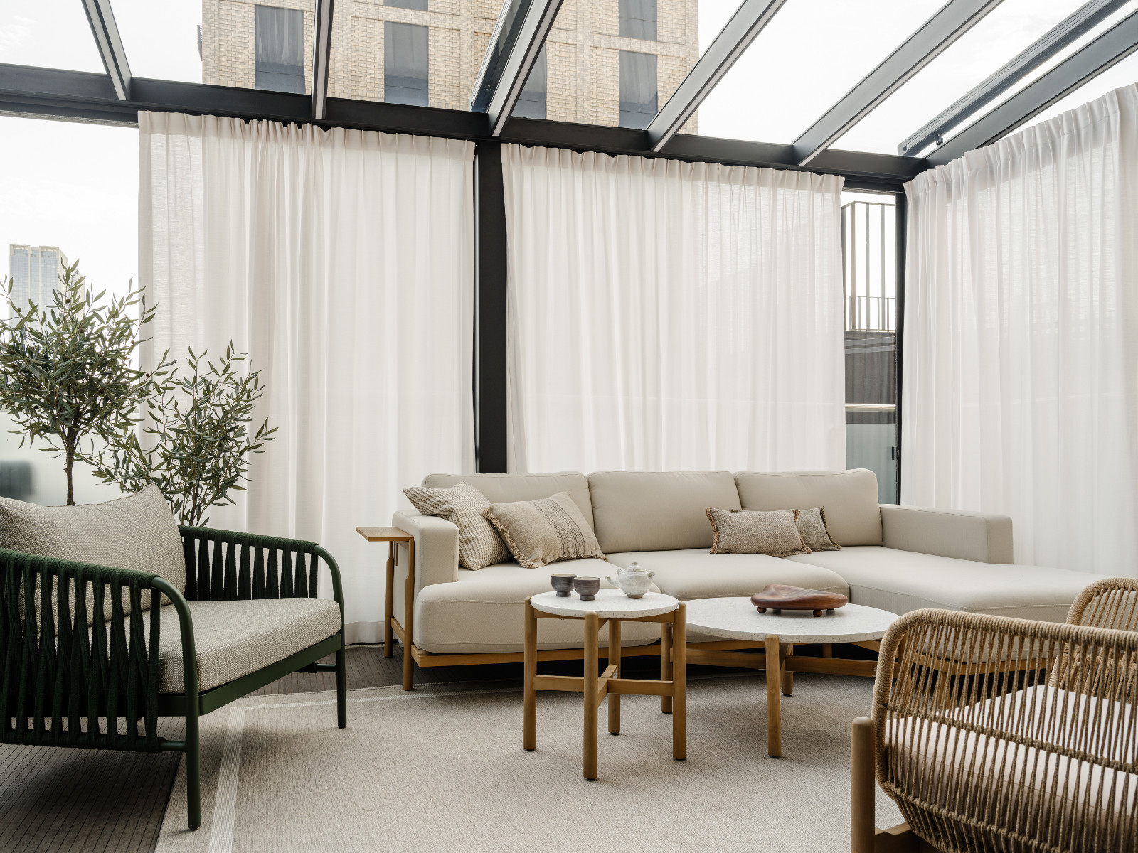 The outdoor terrace in a Korean-inspired home in Moscow, Russia by Inga Kordya