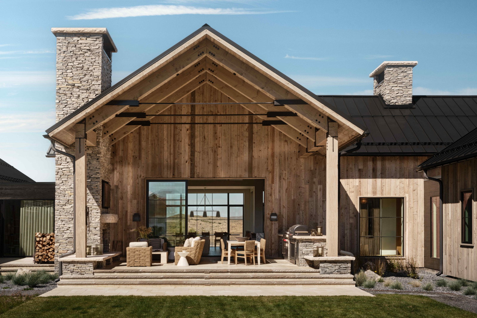 The covered terrace on the south side is ideal for hosting gatherings