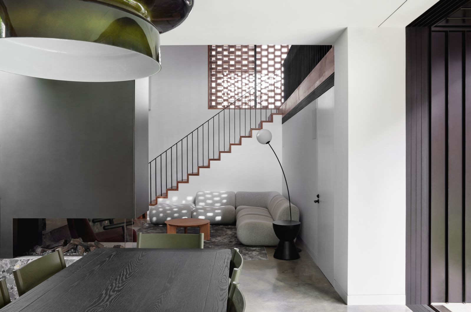 A stairwell that leads up to the guest suite