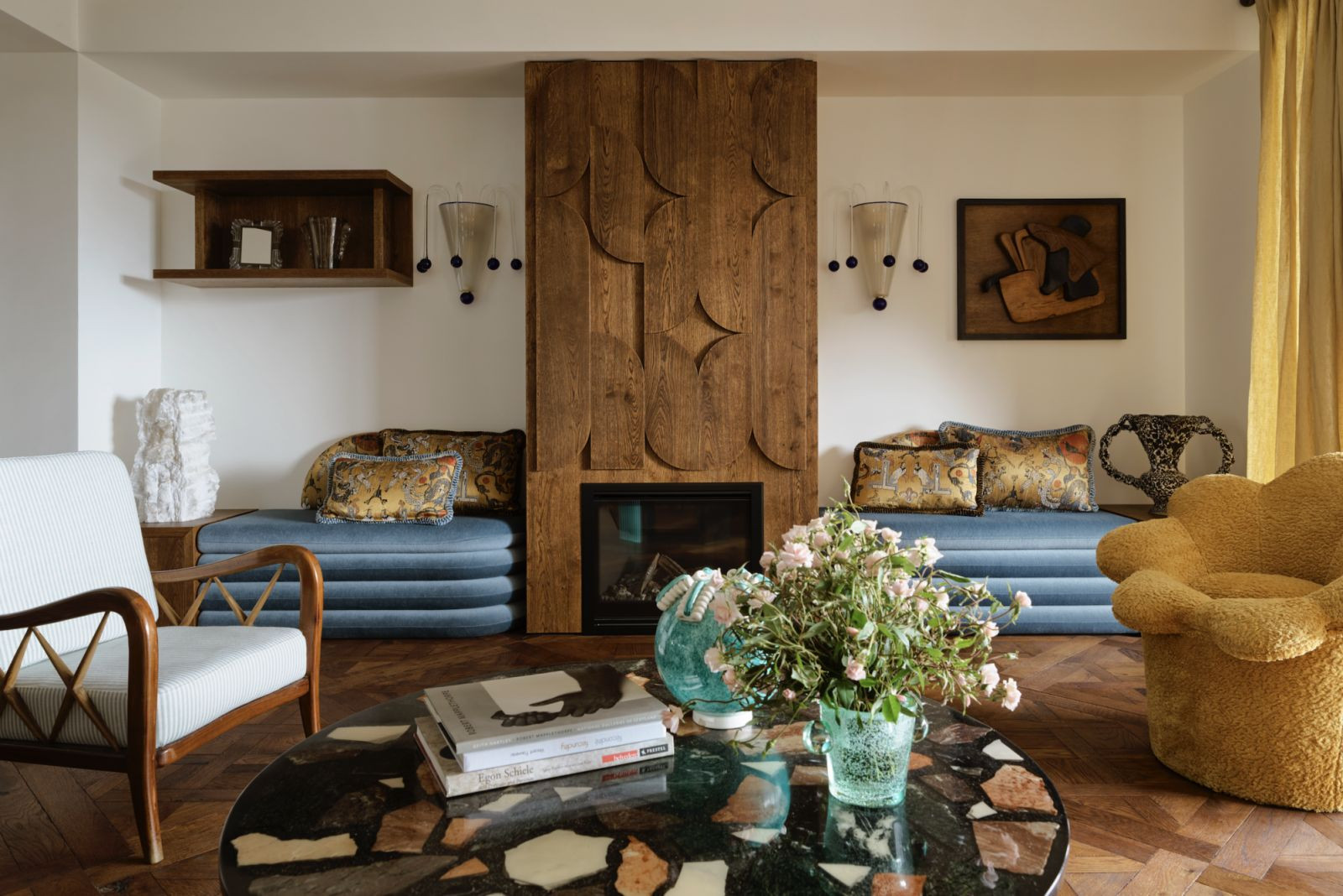 The living room of the apartment in Potts Point, Sydney