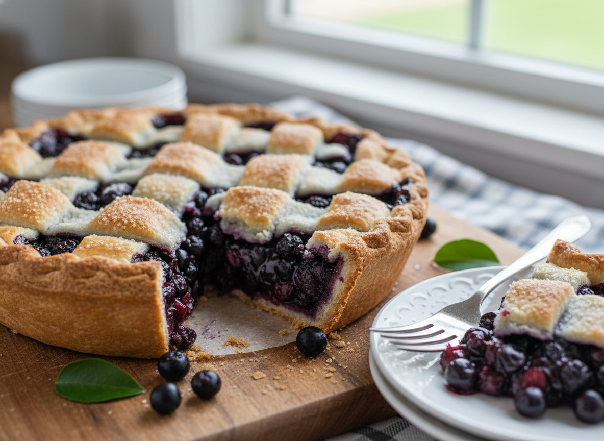 Saskatoon berry pie showcases the sweet, nutty flavour of prairie-grown berries (Photo: AI-generated)