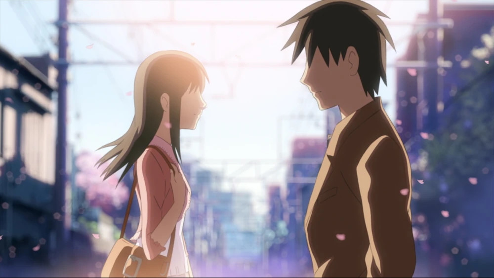 ‘5 Centimeters per Second’ characters Takaki and Akari recognise each other at a train crossing