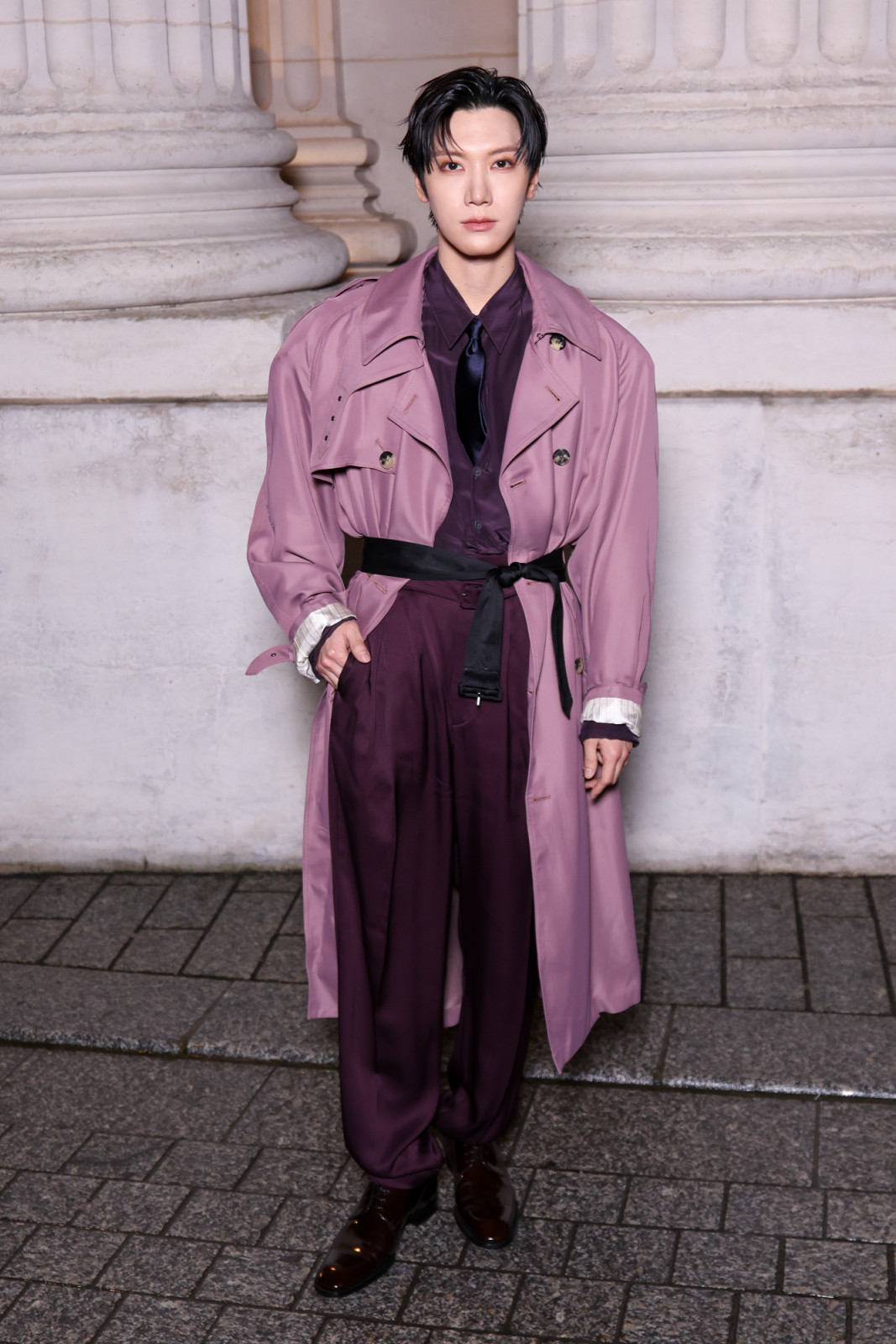 Ten Lee of NCT at the Saint Laurent Menswear Fall/Winter 2026-2027 in Paris (Photo by Stephane Cardinale - Corbis/Corbis via Getty Images)