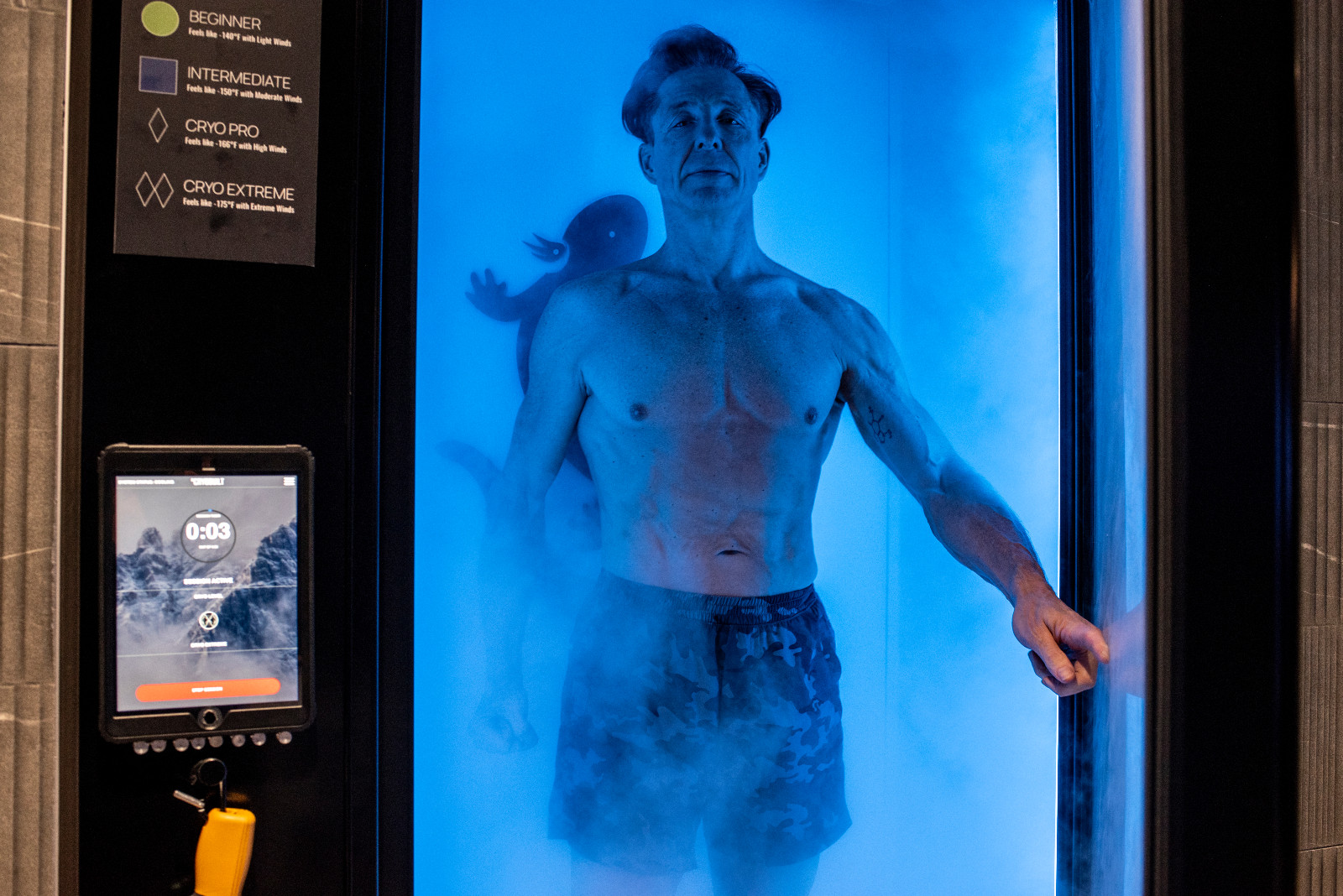 A man enters a cryotherapy chamber, which exposes him to cold temperatures that are said to trigger physiological responses (Photo: Getty Images)