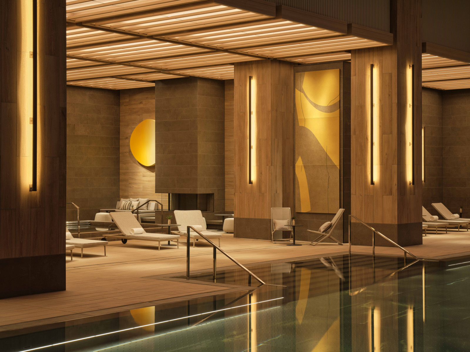 Set within Jean-Michel Gathy’s interior design concept, the pool area reflects a balance of minimalist lines and soft, textural elements that define Janu Tokyo’s contemporary spa aesthetic