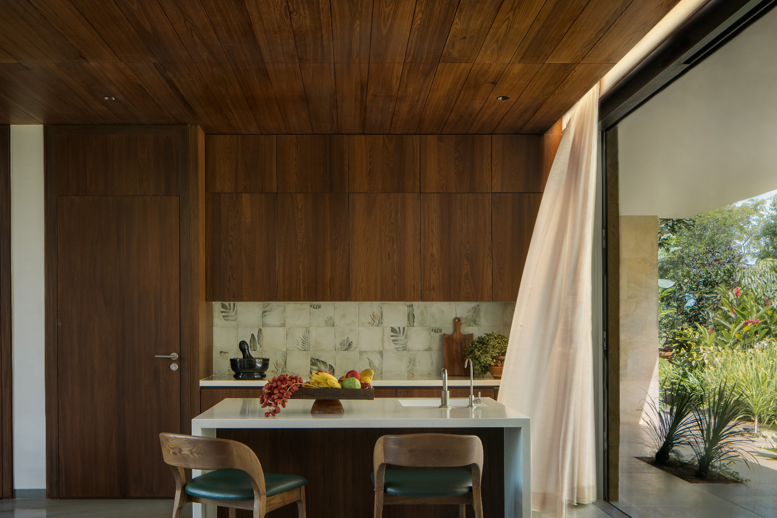 The kitchen of the Bangalore, India home designed by 4Brick Studio