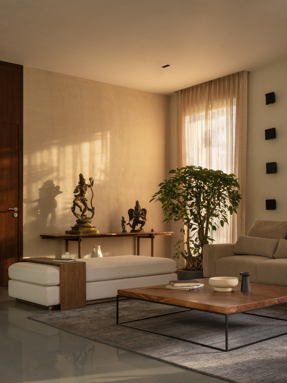 The entertainment area of the Bangalore, India home designed by 4Brick Studio