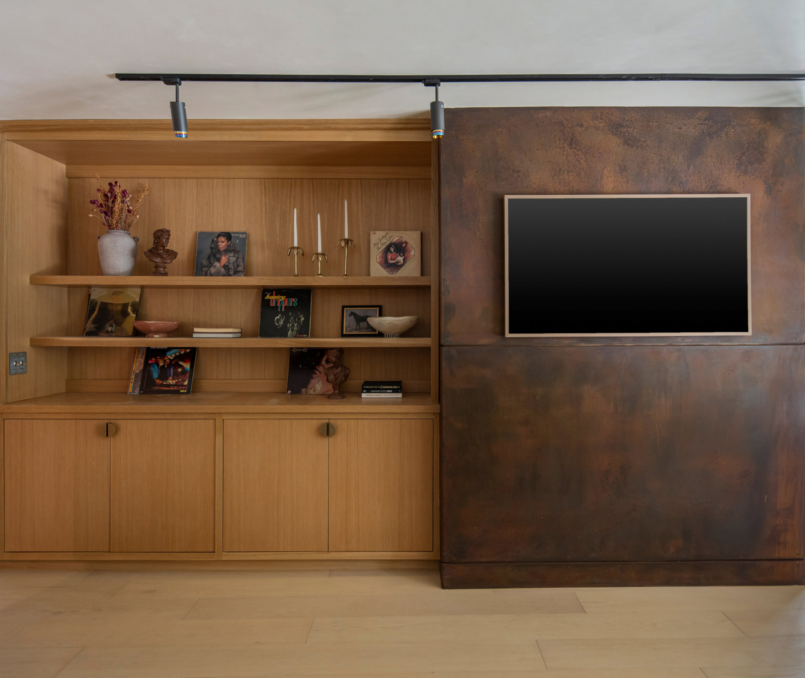 The patinated details of a renovated modern ranchette in Beverly Hills, Los Angeles designed by Samaha Studio
