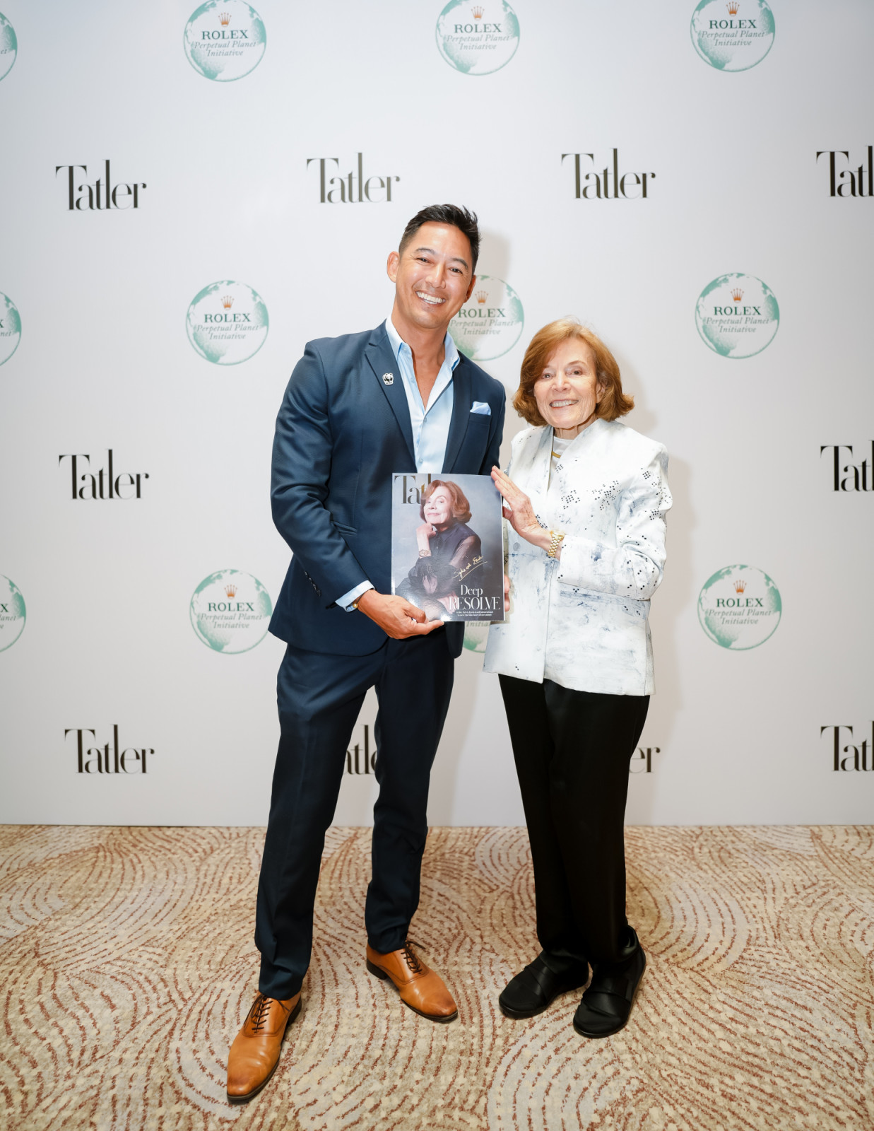 Travel host and adventurer Marc Nelson with Sylvia Earle
