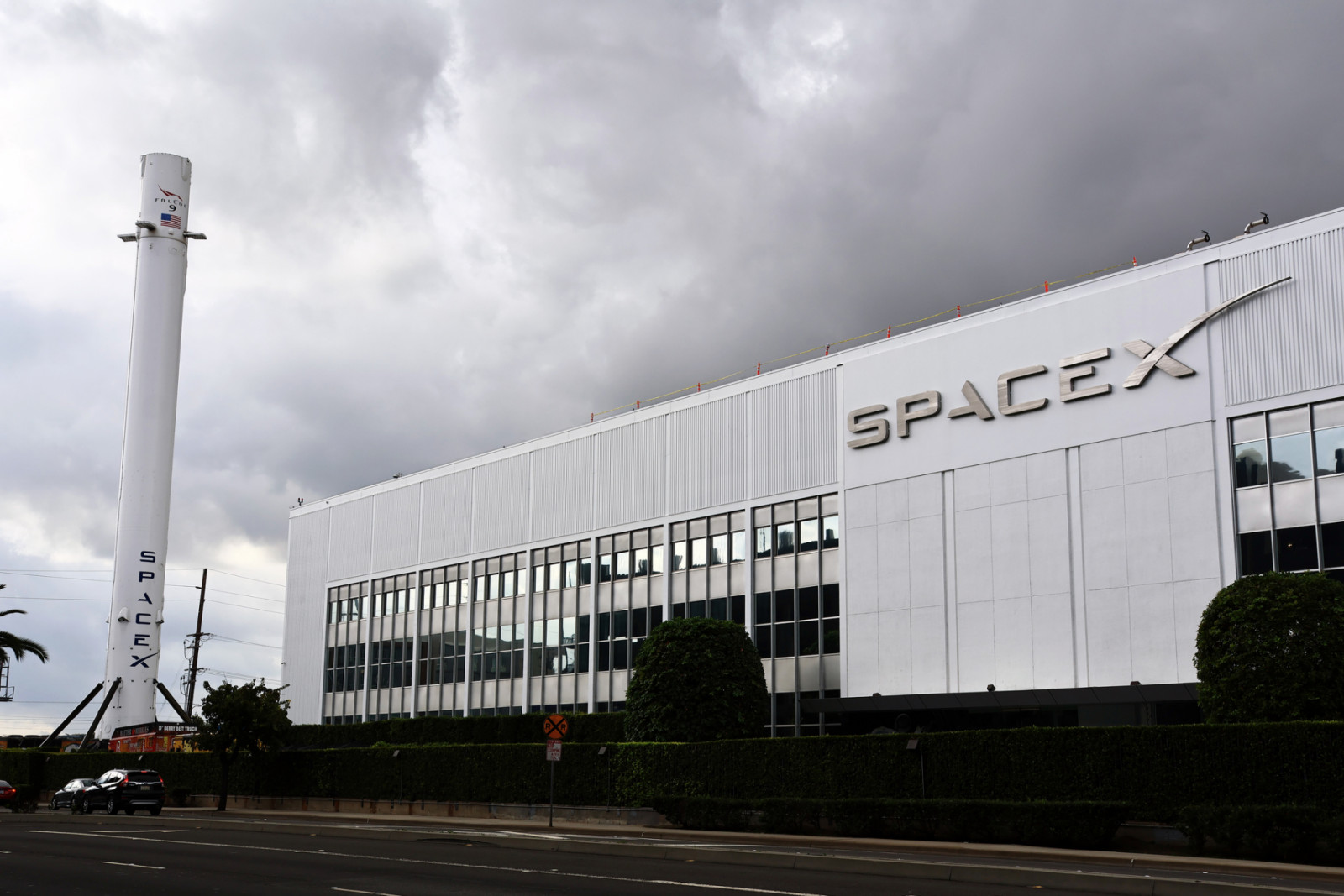 Hawthorne (LA County), California – November 20, 2025: Exterior View of SpaceX Headquarters located at 1 Rocket Road