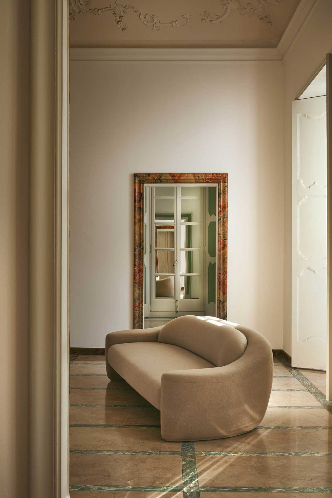 The Palm Sofa by Raphael Navot, upholstered in Wish Linen
