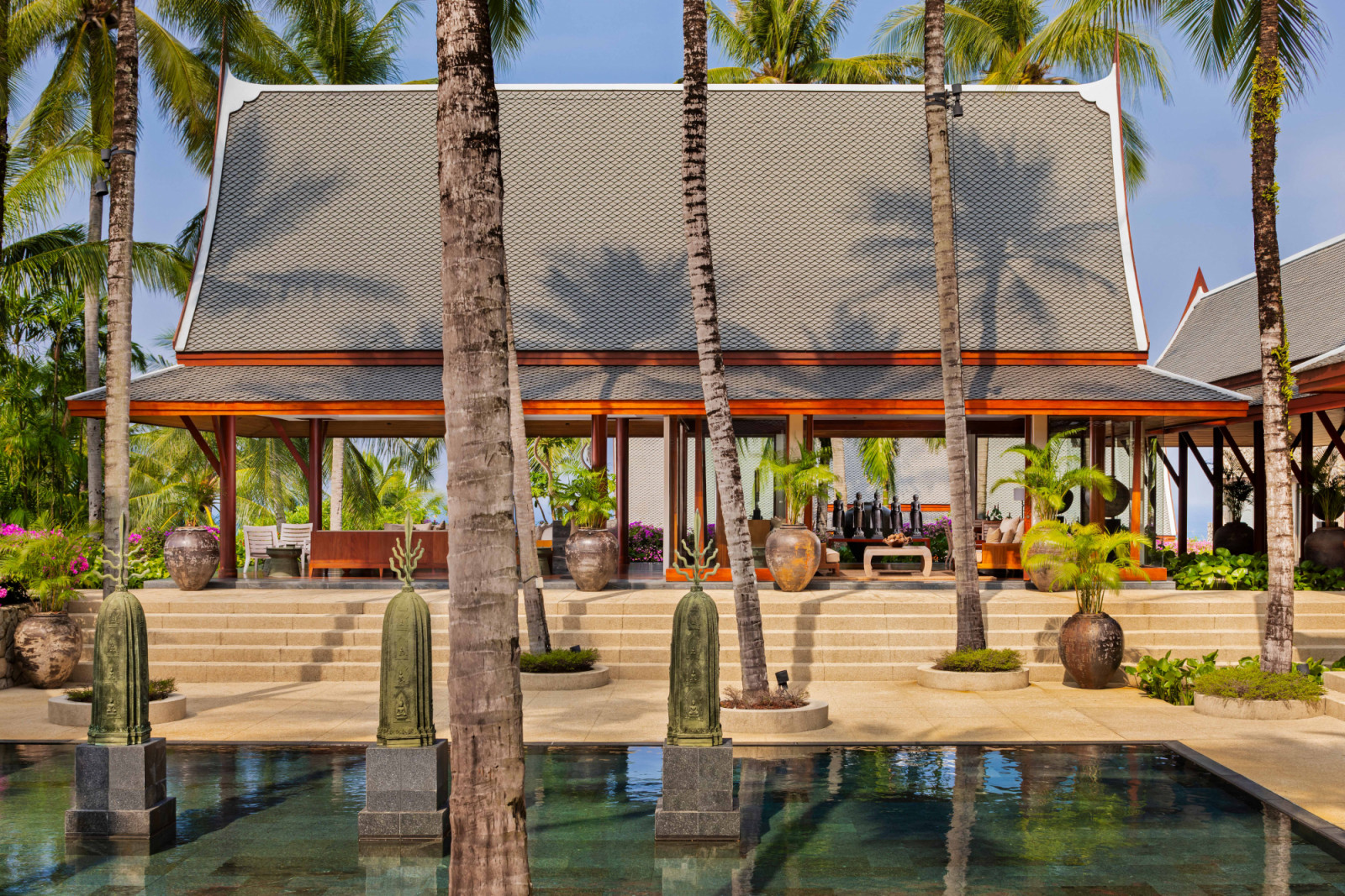 The outdoor lounge at Chandara, where guests are received