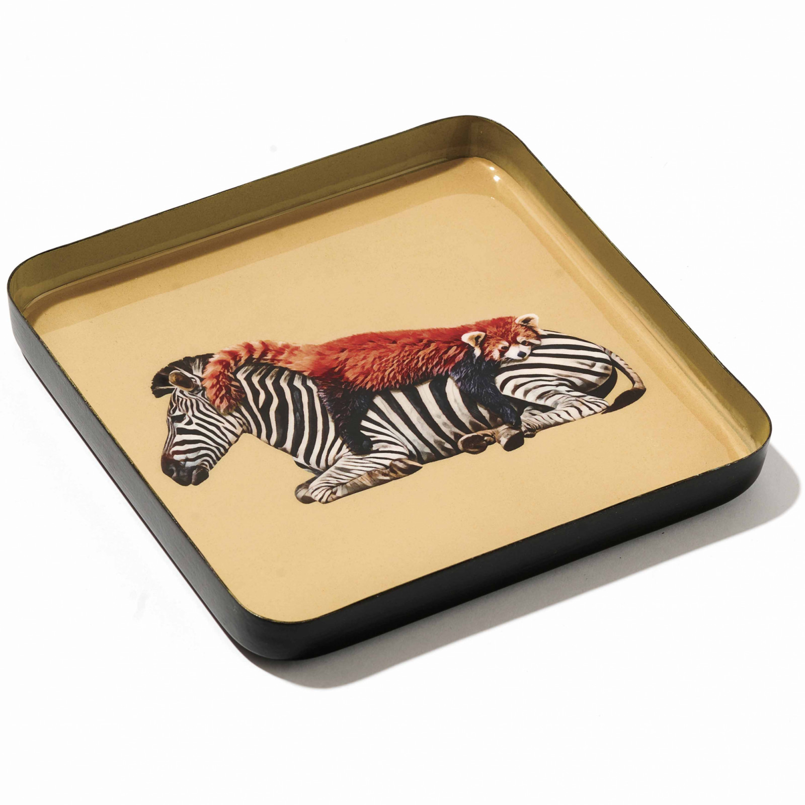 Gangzai Siesta trinket tray features a red panda napping on a zebra