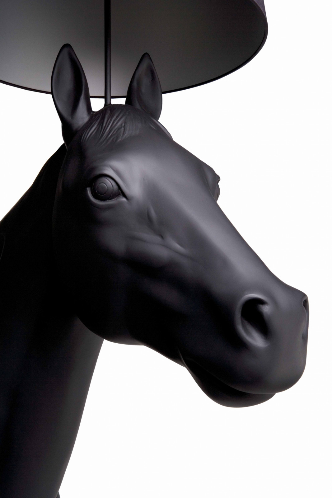A close up detail of Moooi Horse Lamp by Front