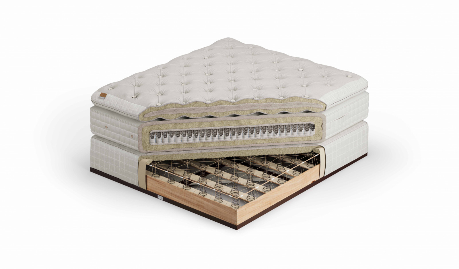 A section of Savoir Beds’ No 01 mattress with horsehair topper