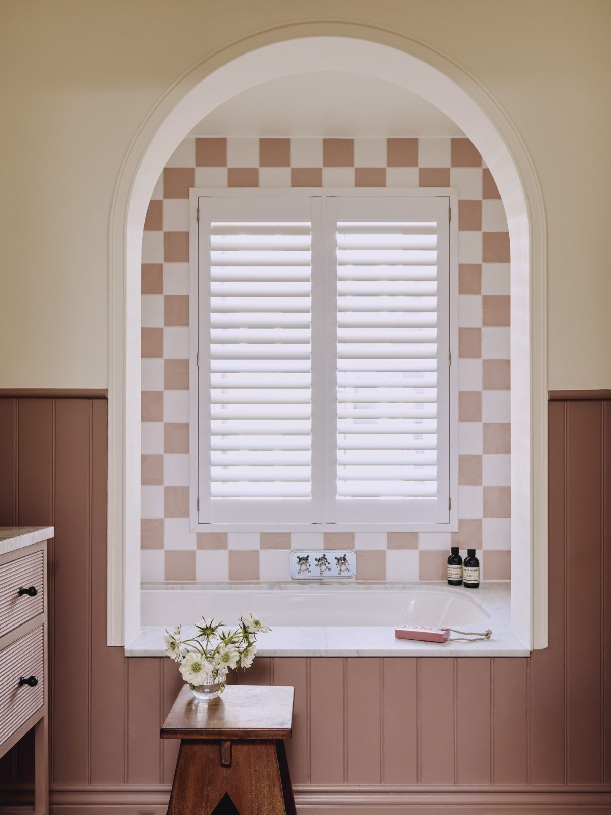 The bathroom in a Georgian townhouse renovated by Jack Simpson in London, England