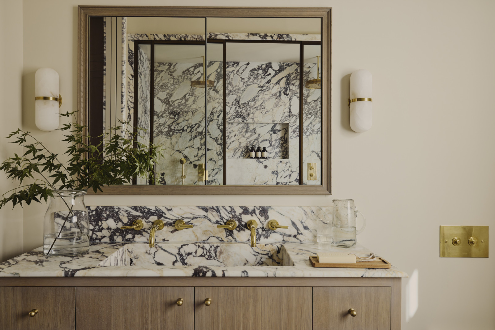 The bathroom in a Georgian townhouse renovated by Jack Simpson in London, England