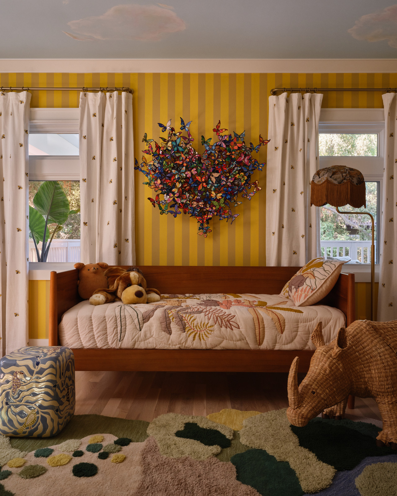 Exploring the vibrant details of the bedroom in a Pasadena, California home designed by House of Honey