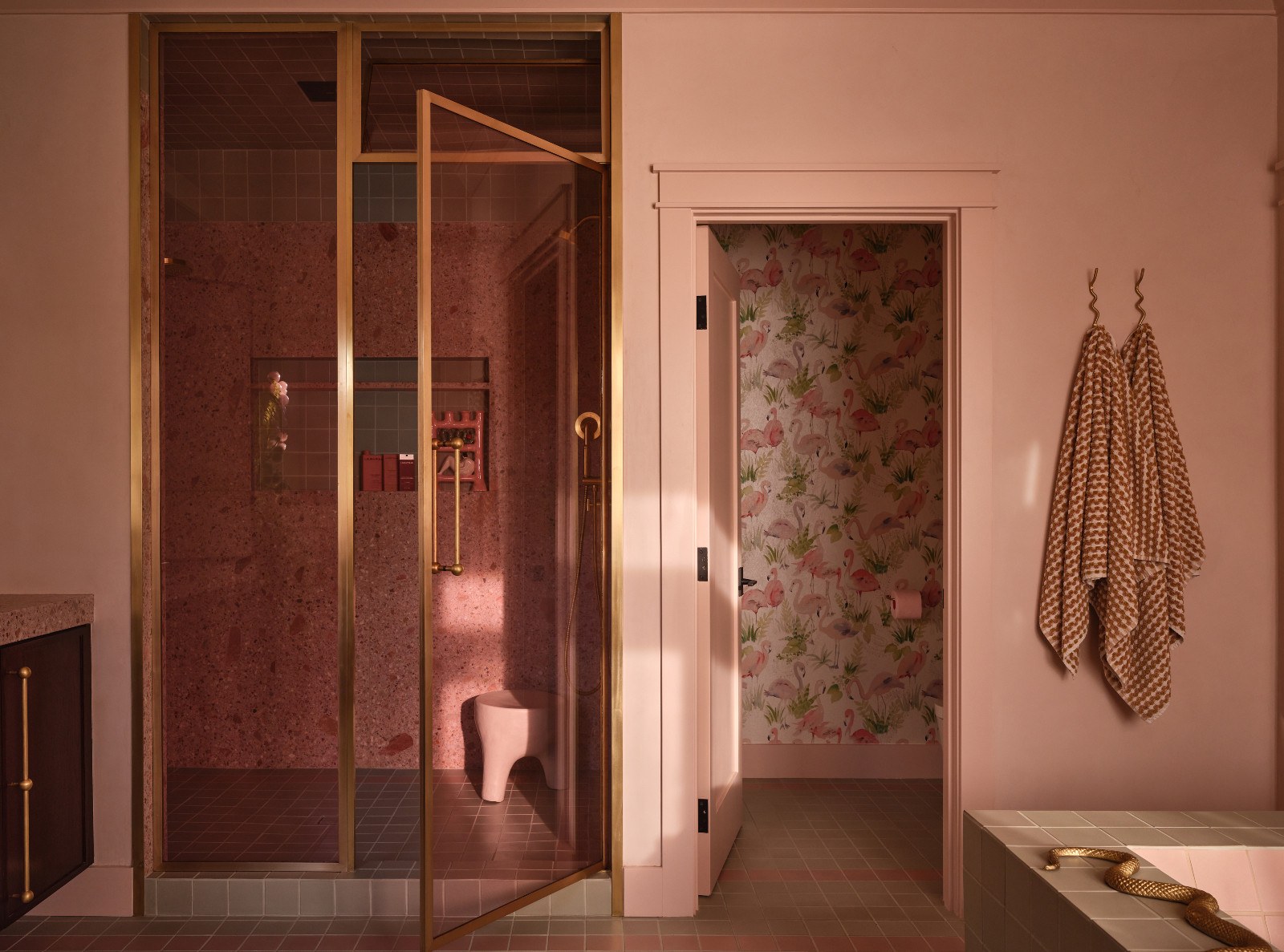 The ensuite bathroom in a Pasadena, California home designed by House of Honey