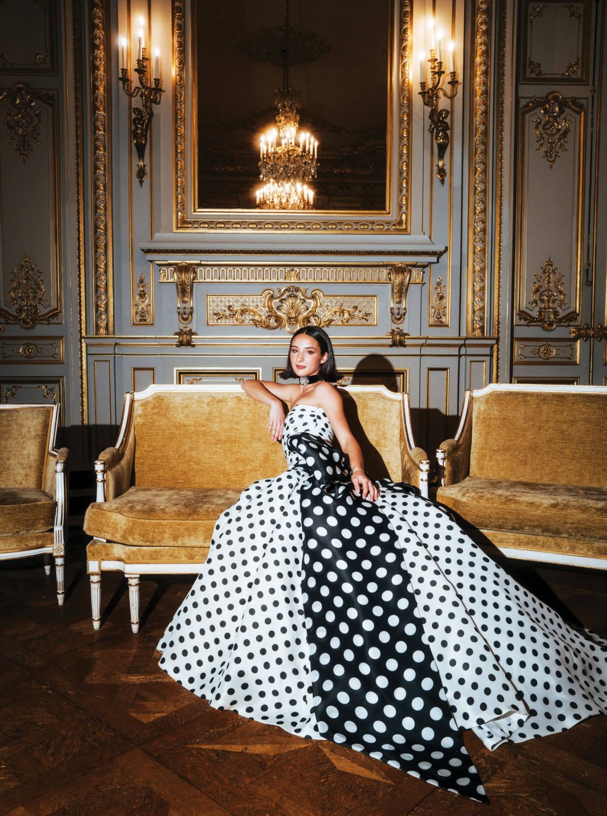 Carolina Lansing in a gown designed by Wes Gordon for Carolina Herrera