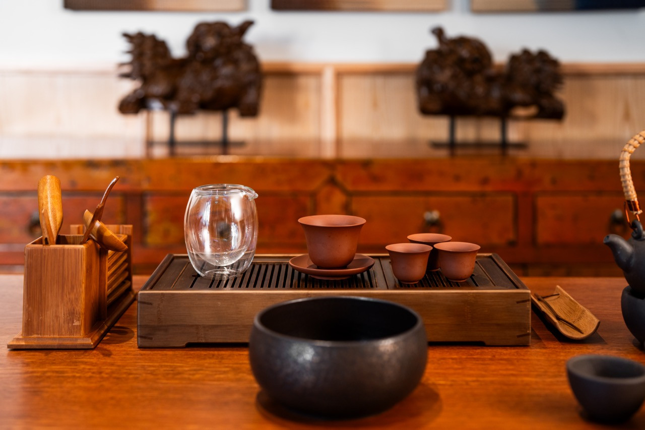 Tea service setup in the Tranquillity Room, part of the Traditional Chinese Medicine approach, is integrated throughout the guest experience