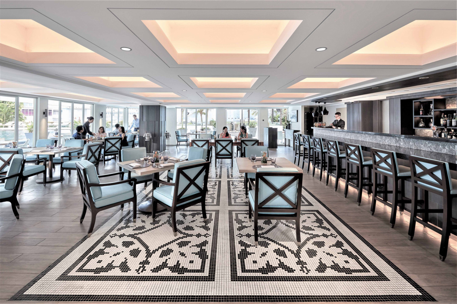 The cosy yet sophisticated interior of Italian restaurant Dolce Vita at Mandarin Oriental Singapore by AMP Design Co