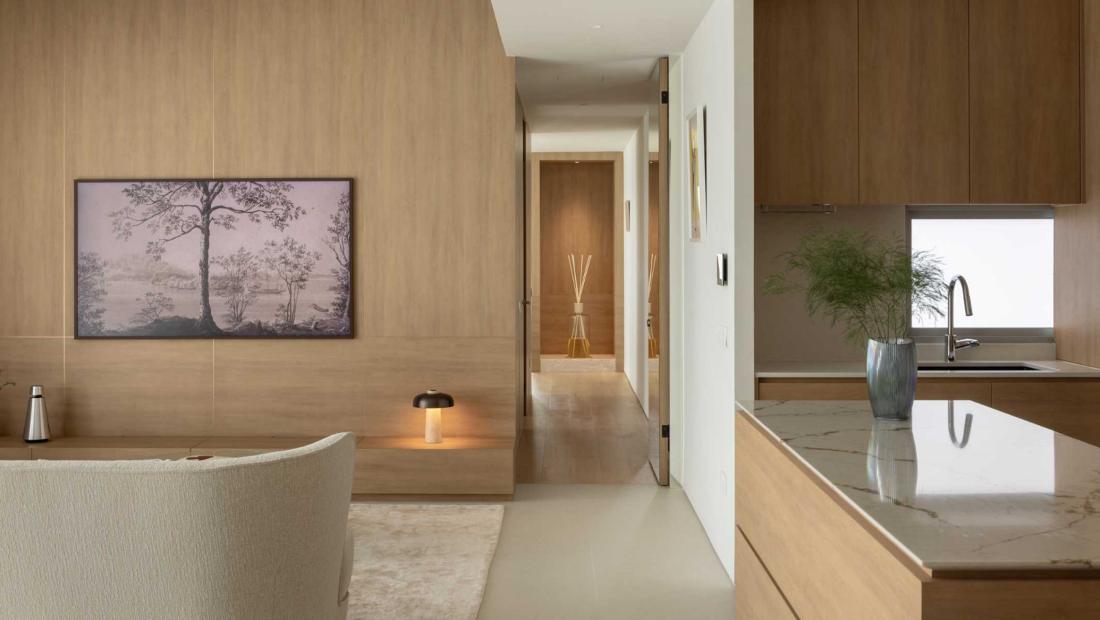 Neutral hues, delicately layered, lend a sense of tranquillity to this Orchard apartment designed by EightyTwo