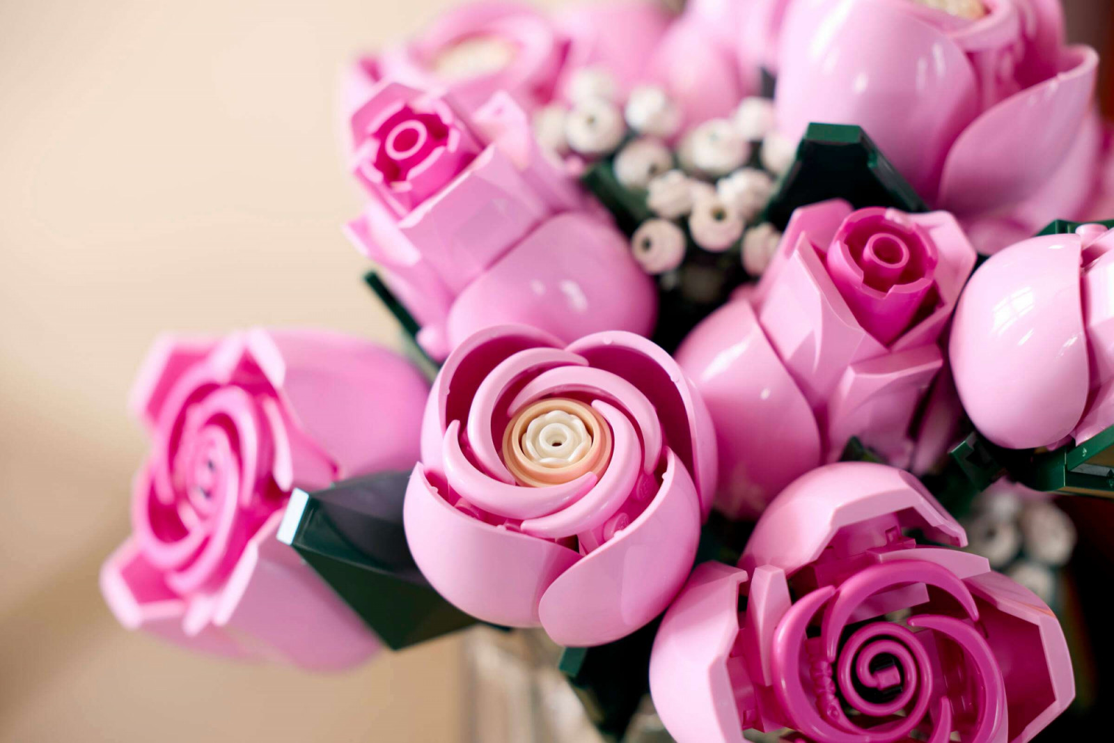 Detail of the Bouquet of Pink Roses, showing the gradient shading across the petals from deep pink at the outer layers to pale pink and cream at the centre