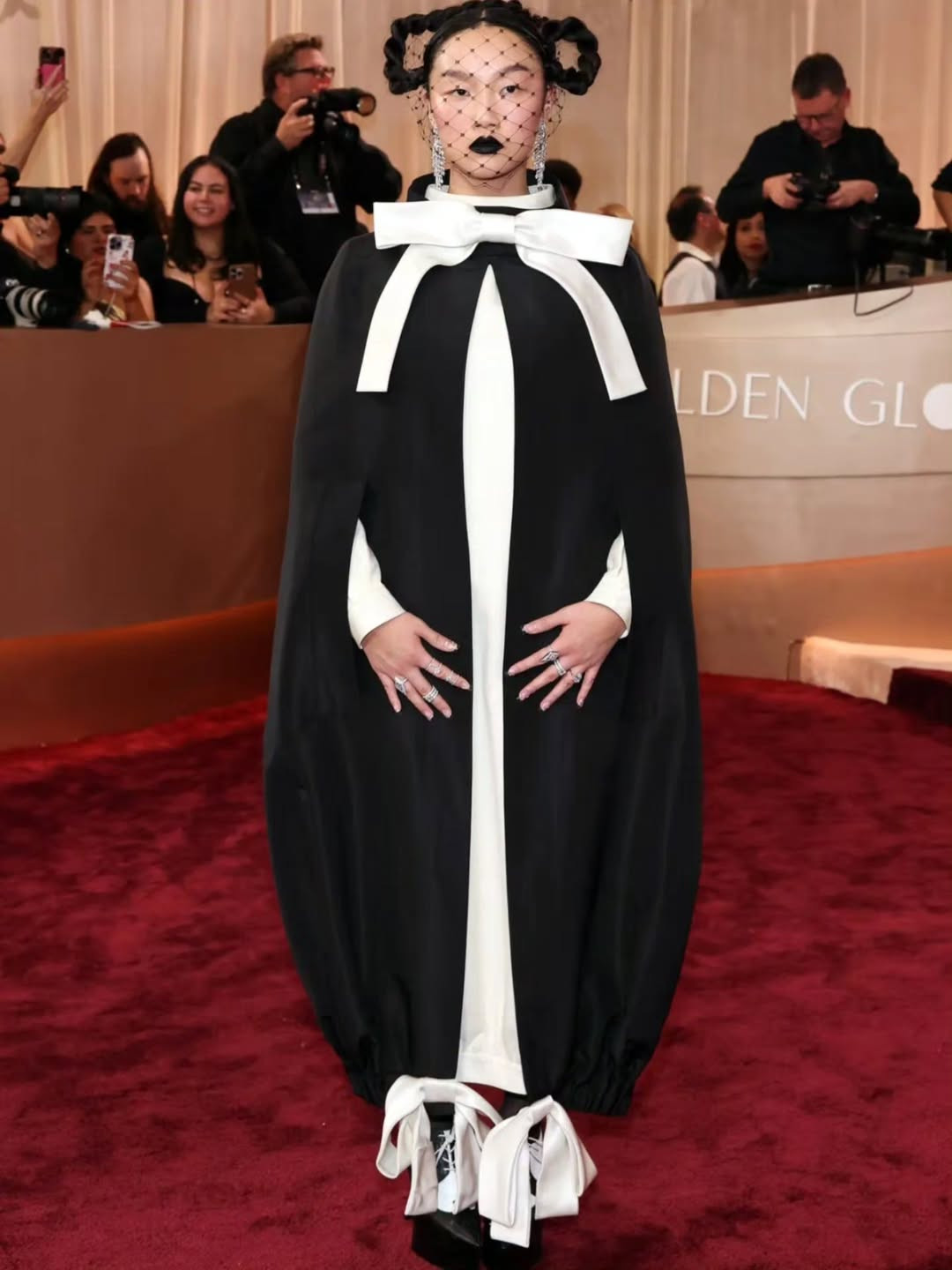 Audrey Nuna in Thom Browne at the 2206 Golden Globes (Photo: Audrey Nuna/Instagram)