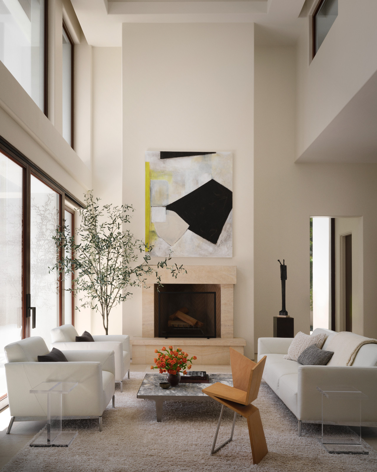 The living room in artist and interior designer Lori Brunner's La, Jolla, California family home