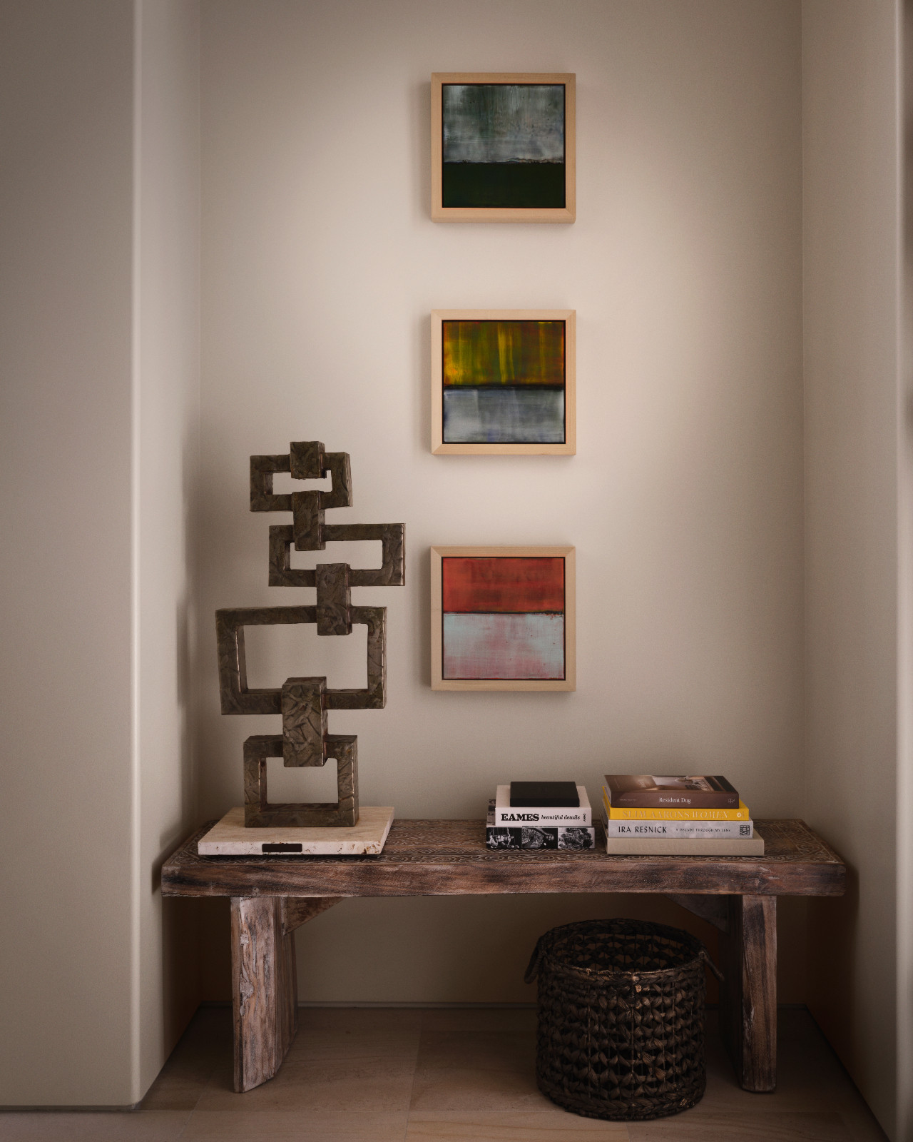 The living room in artist and interior designer Lori Brunner's La, Jolla, California family home