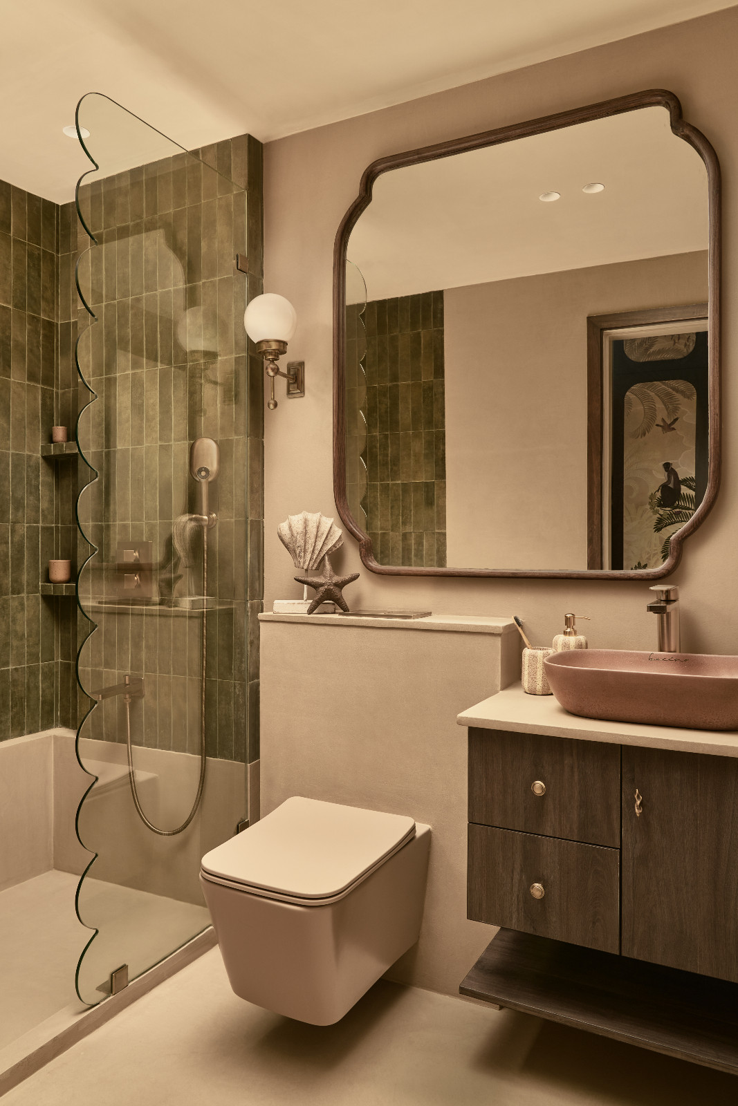The bathroom of a Mumbai, India apartment designed by Dusq Studio