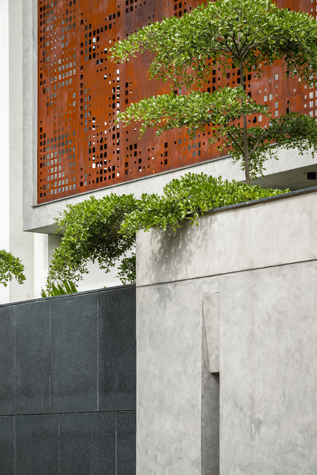 The exterior of a family home in Bengaluru, India designed by Architecture + Swath