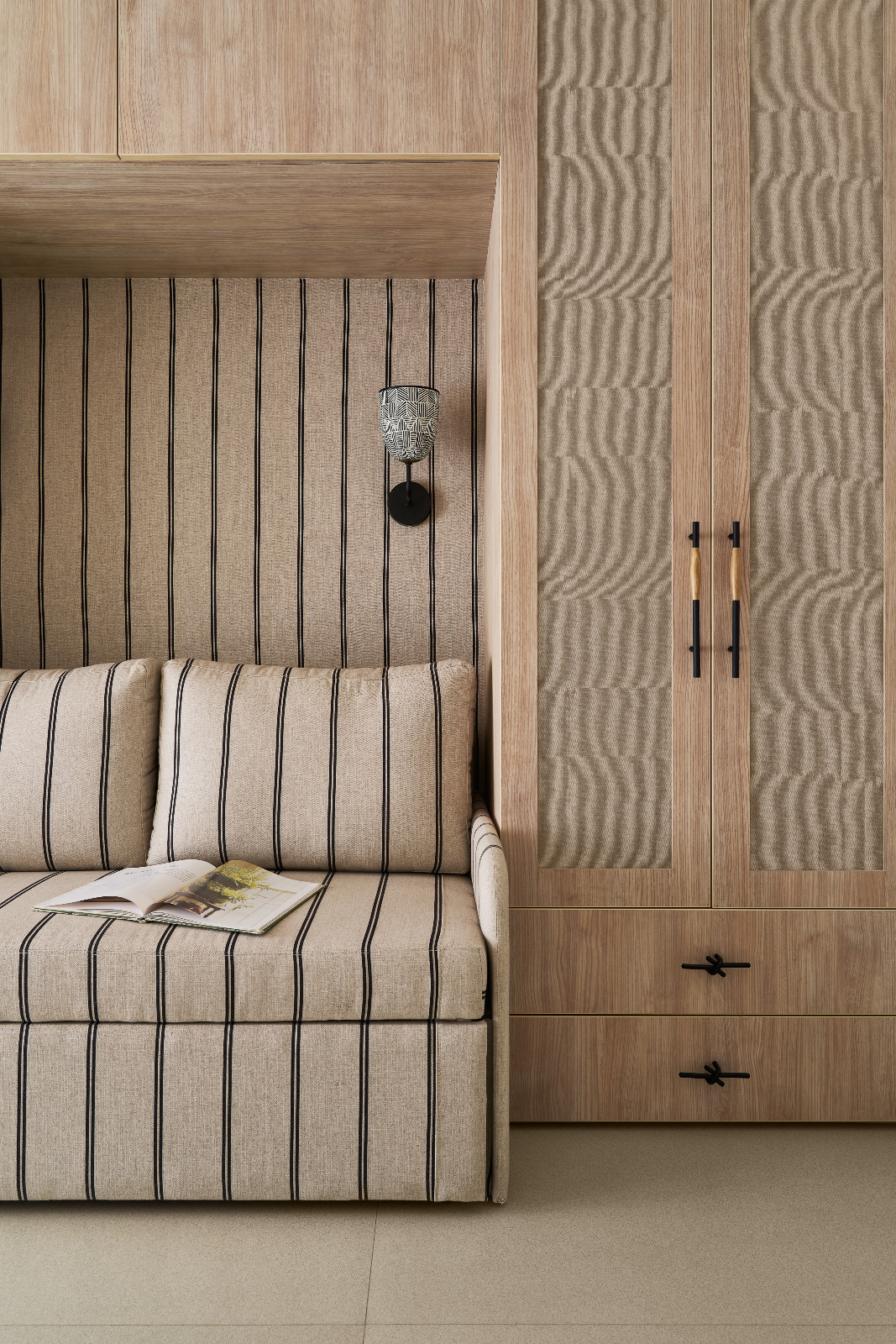 The bedroom of a family apartment in Mumbai, India designed by Dusq Studio