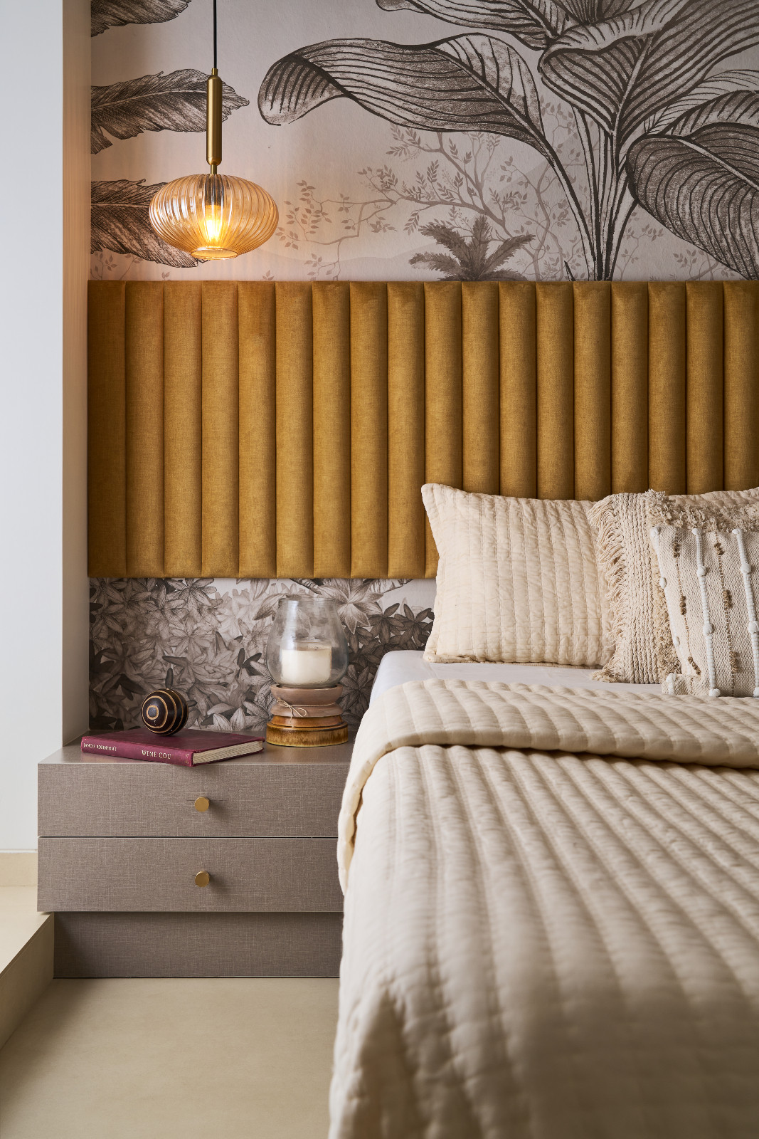 The bedroom of a family apartment in Mumbai, India designed by Dusq Studio