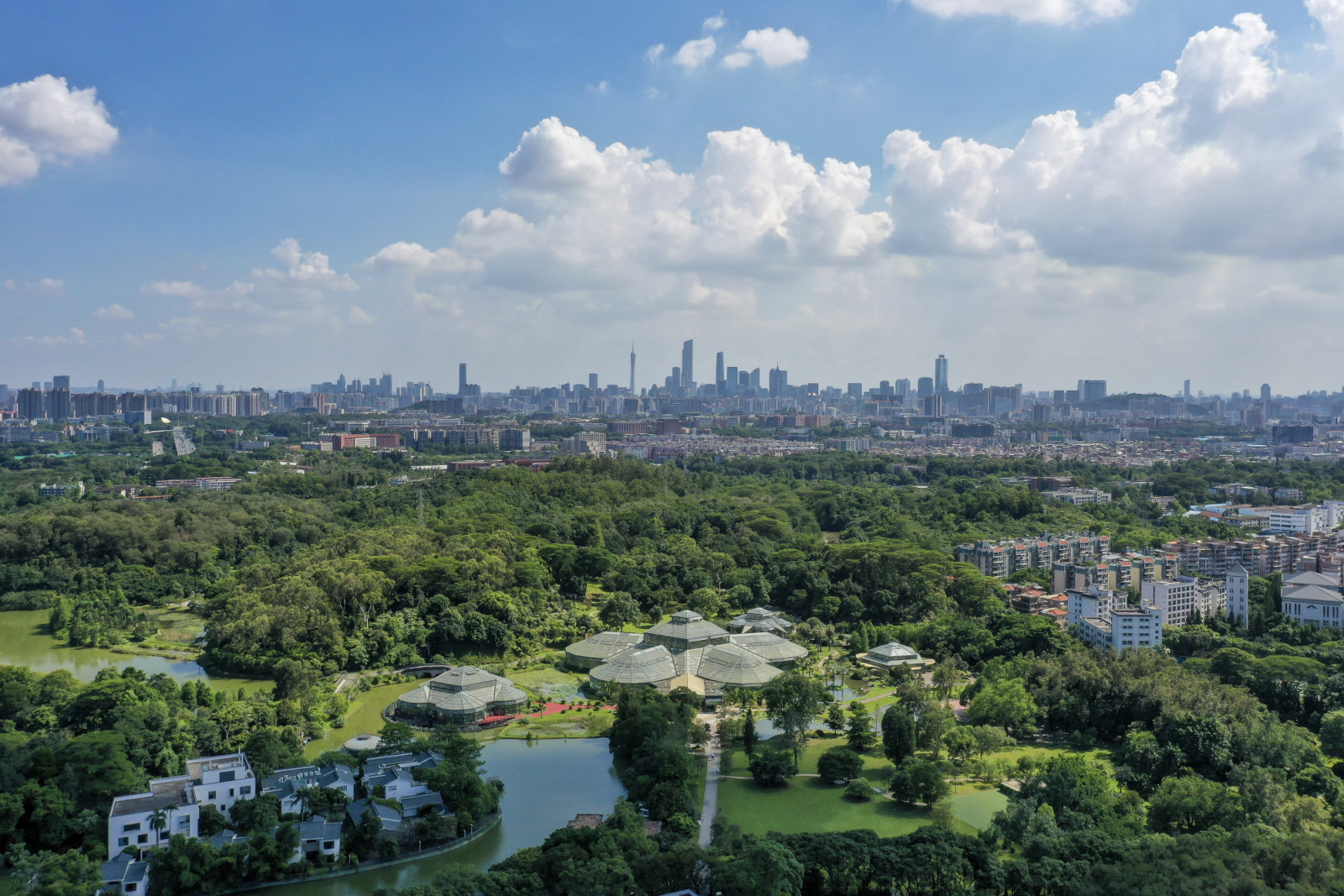 GUANGZHOU, CHINA - JULY 11: Aerial view of the South China National Botanical Garden on July 11, 2022 in Guangzhou, Guangdong Province of China. The South China National Botanical Garden, the world's largest subtropical botanical garden and China's second national botanical garden, with a total planned area of 319 hectares, was officially unveiled on Monday in Guangzhou. (Photo by Chen Jimin/China News Service via Getty Images)