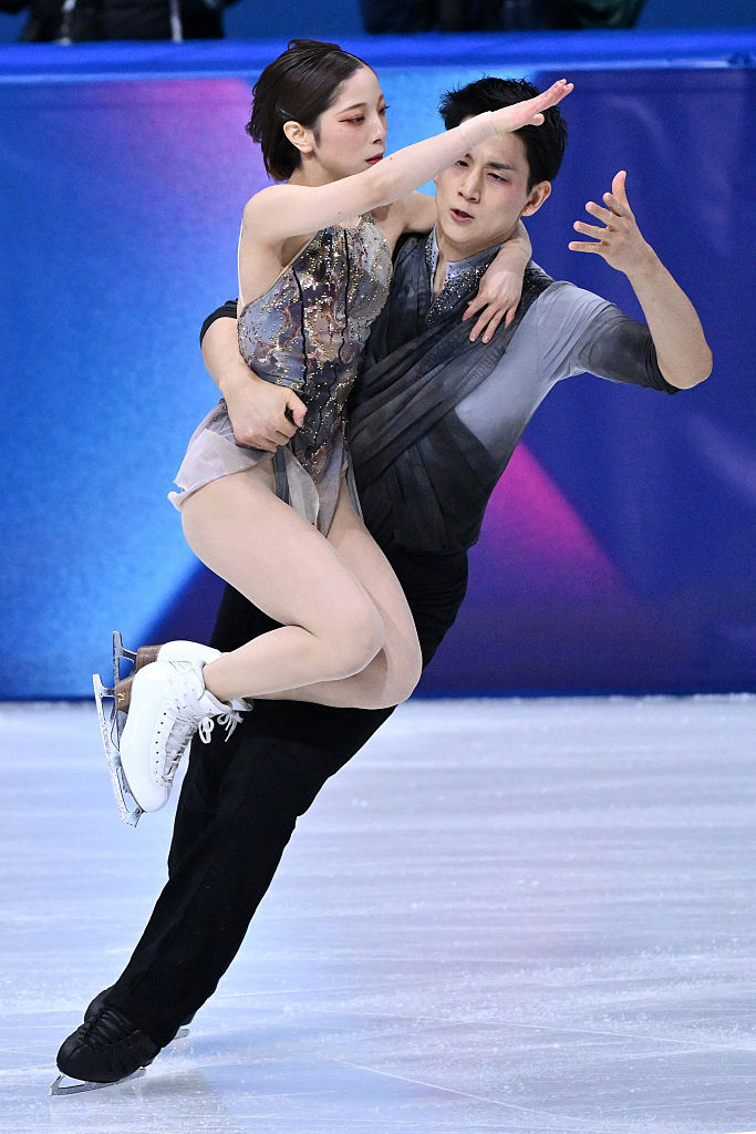 MILAN, ITALY - FEBRUARY 16: Riku Miura and Ryuichi Kihara of Japan perform during Figure Skating Pair Skating on day ten of the Milano Cortina 2026 Winter Olympic games at Milano Ice Skating Arena on February 16, 2026 in Milan, Italy. (Photo by Image Photo Agency/Getty Images)