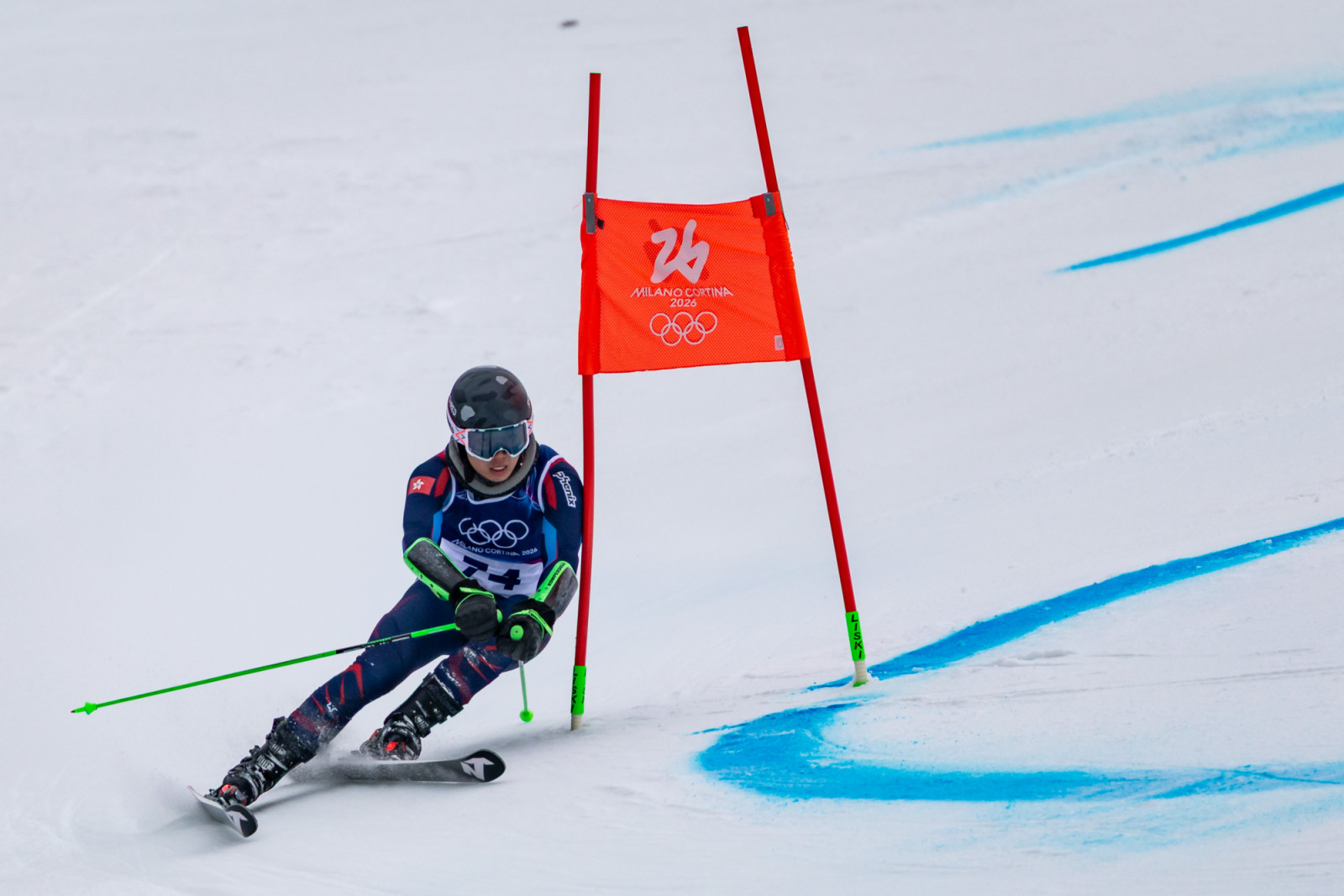 Adrian Yung Hau Tsuen of Team Hong Kong in action during the Men's Giant Slalom Run 1 on day eight of the Milano Cortina 2026 Winter Olympic Games at Stelvio Alpine Skiing Centre on February 14, 2026 in Bormio, Italy. (Photo by Frank Heinen/VOIGT/GettyImages)