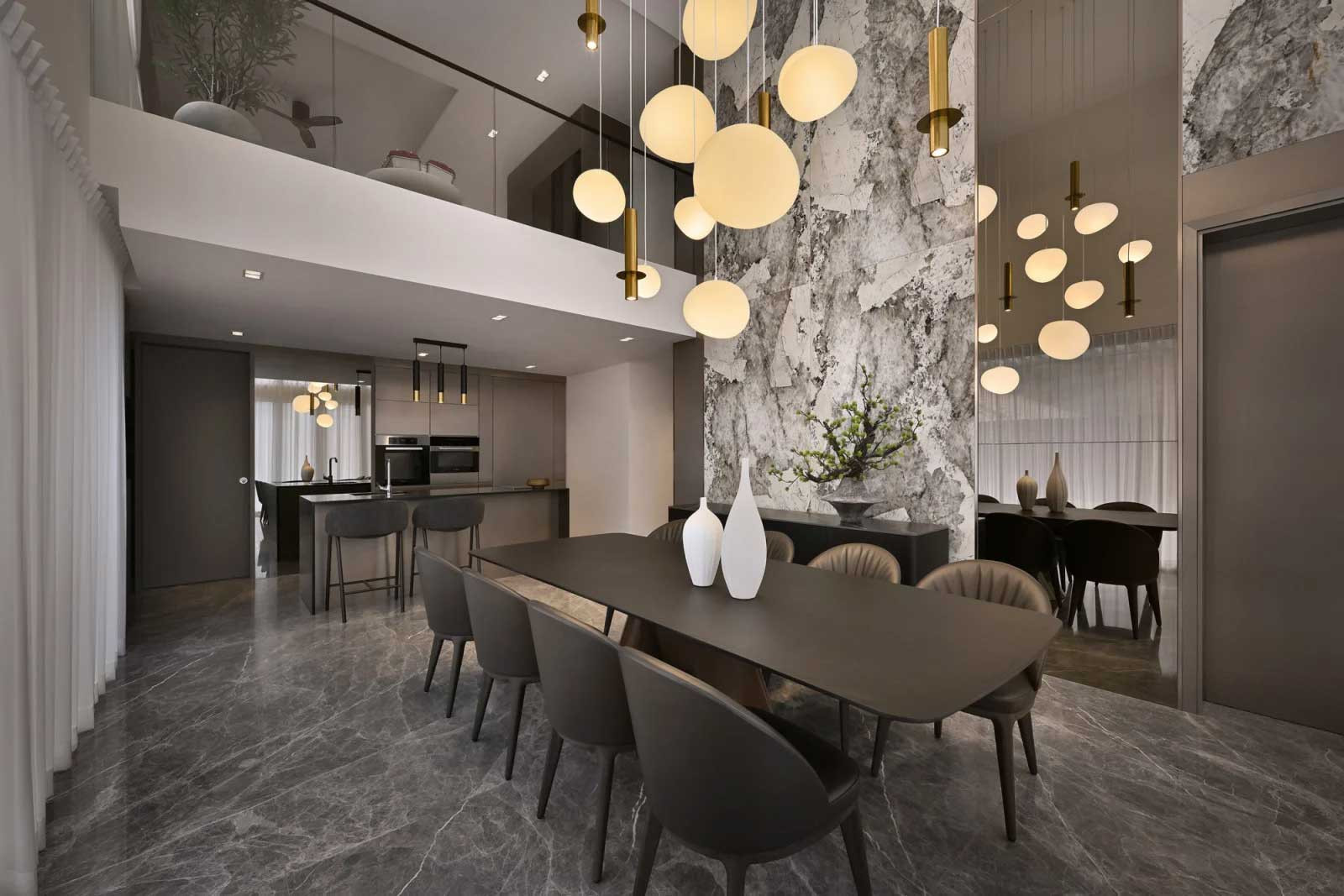 This terrace house by Prestige Global Designs transforms a developer-built property into a warm and stylish home