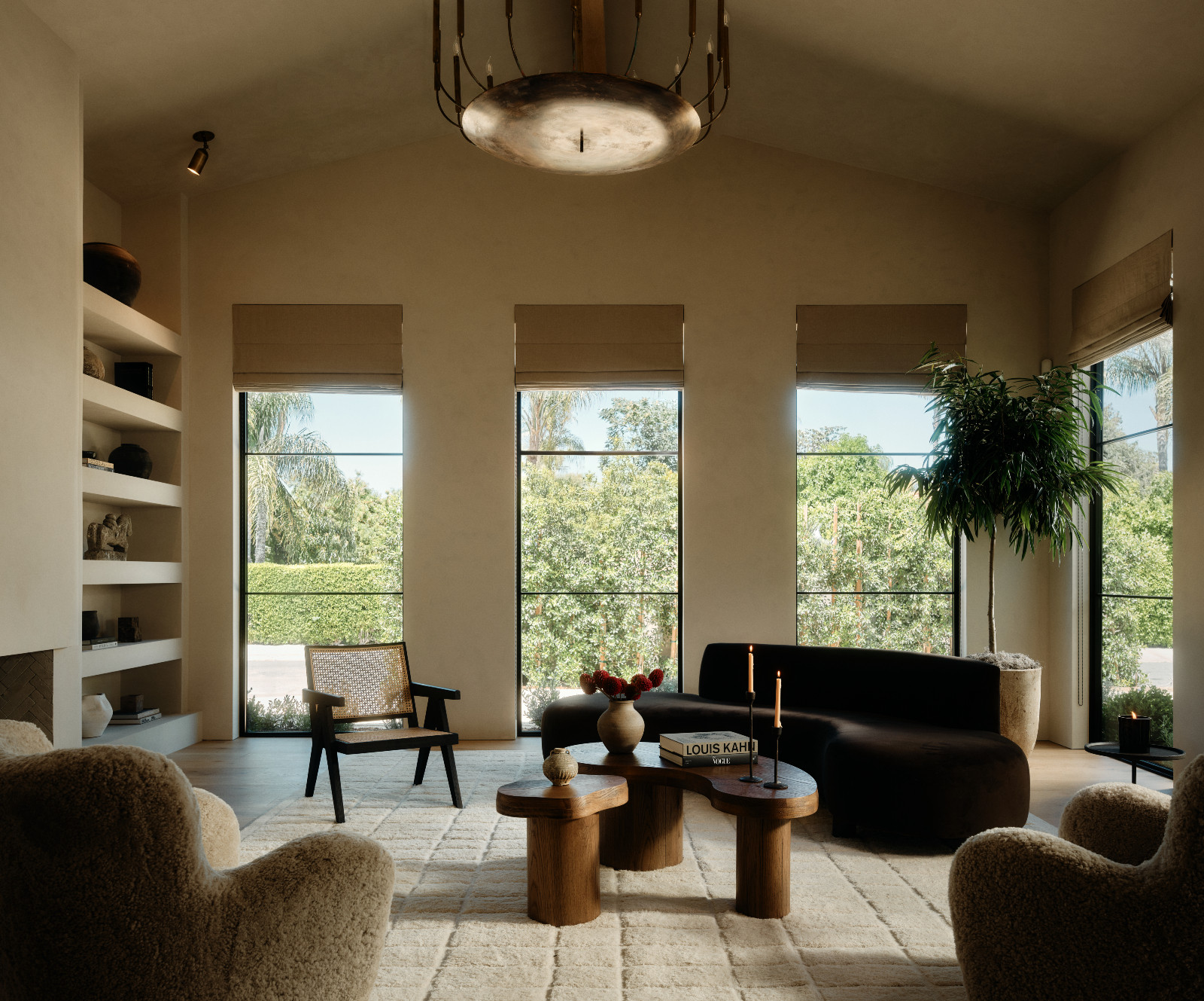 The living room of a Tuscan-inspired Los Angeles, California home designed by Lidan Sfadia and Edward Grigoryan