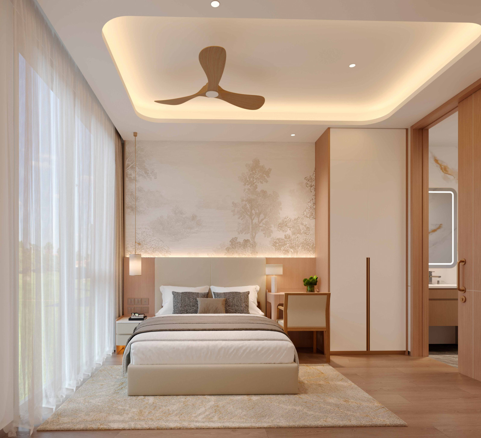An assisted living suite bedroom at Perennial Living
